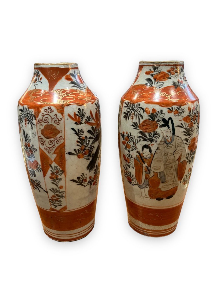 Pair Of Porcelain Vases From Kutani Japan XIXth-photo-2