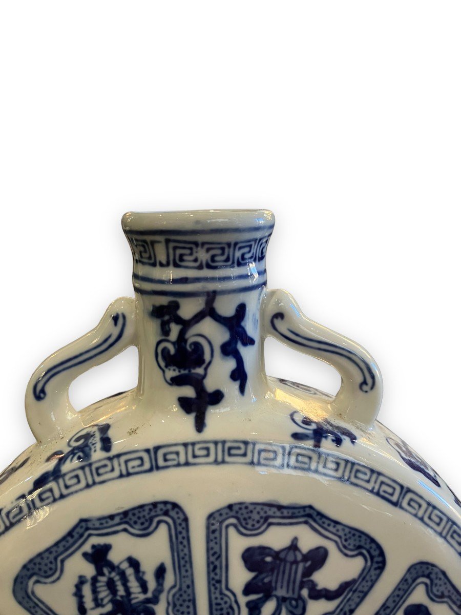 Vase Gourde à Anses Chinois En Porcelaine Bleue Et Blanche-photo-4