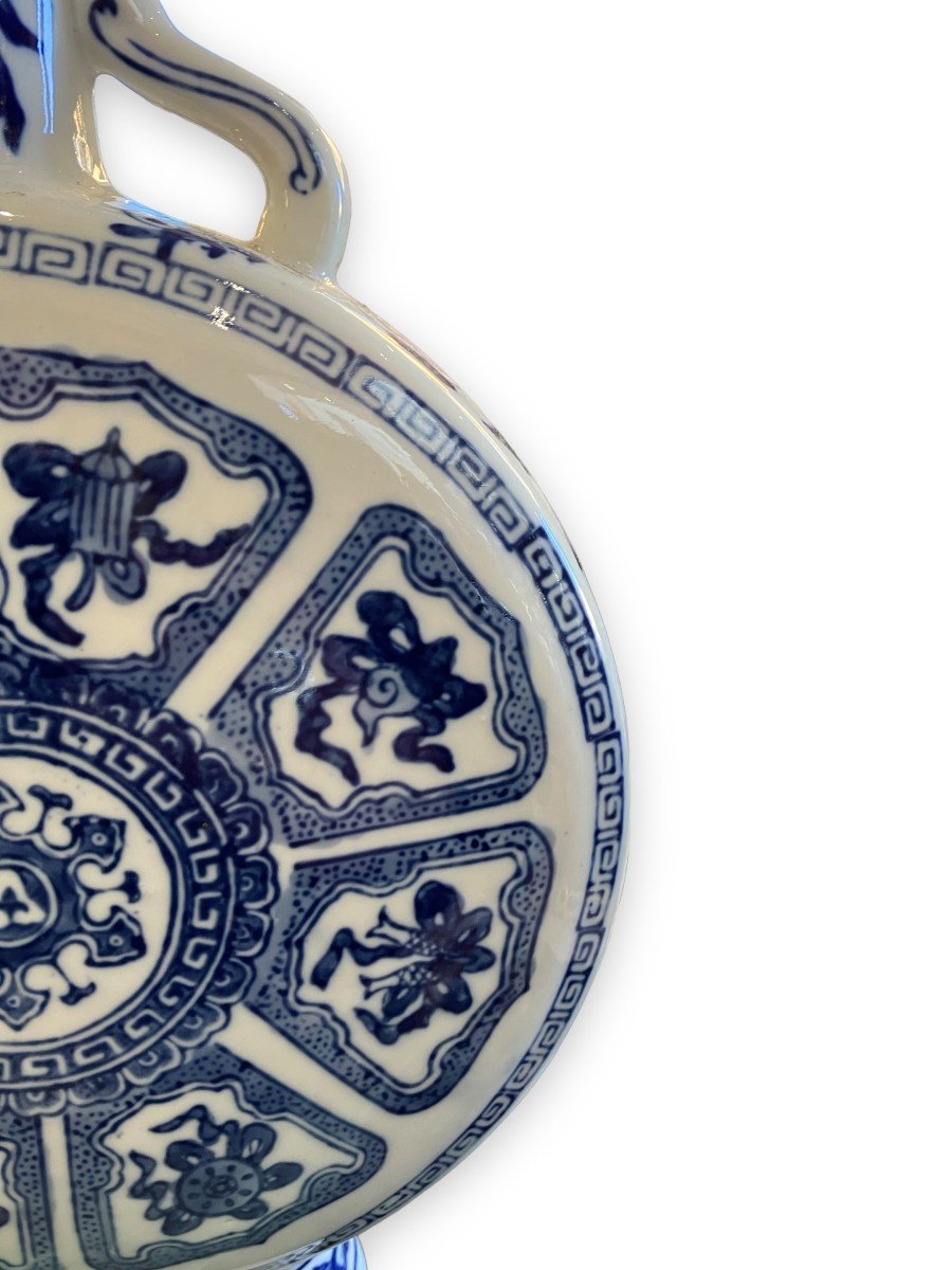 Vase Gourde à Anses Chinois En Porcelaine Bleue Et Blanche-photo-2