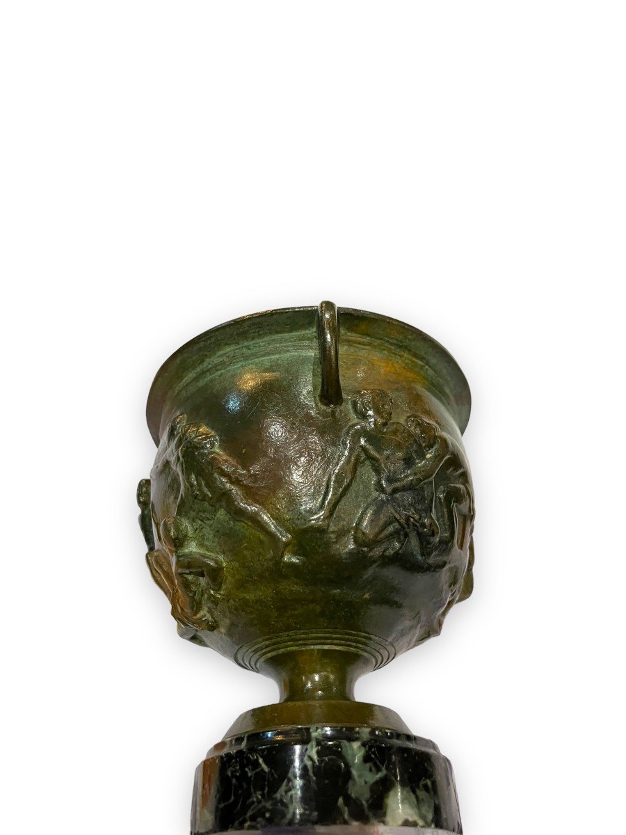 Nineteenth Bronze Cup Mounted On Marble Representative Wrestlers-photo-7