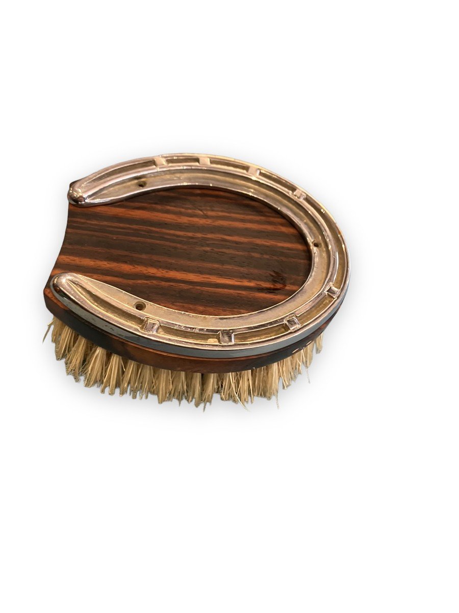 Hermes Brosse Pour Cheval En Bois De Macassar Et Métal Argenté-photo-4