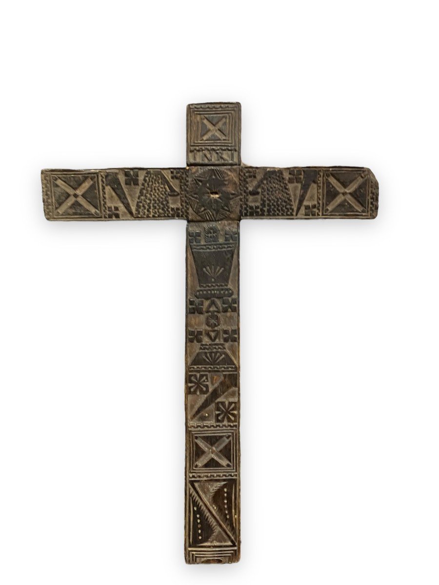 Processional Cross In Carved Wood-photo-2
