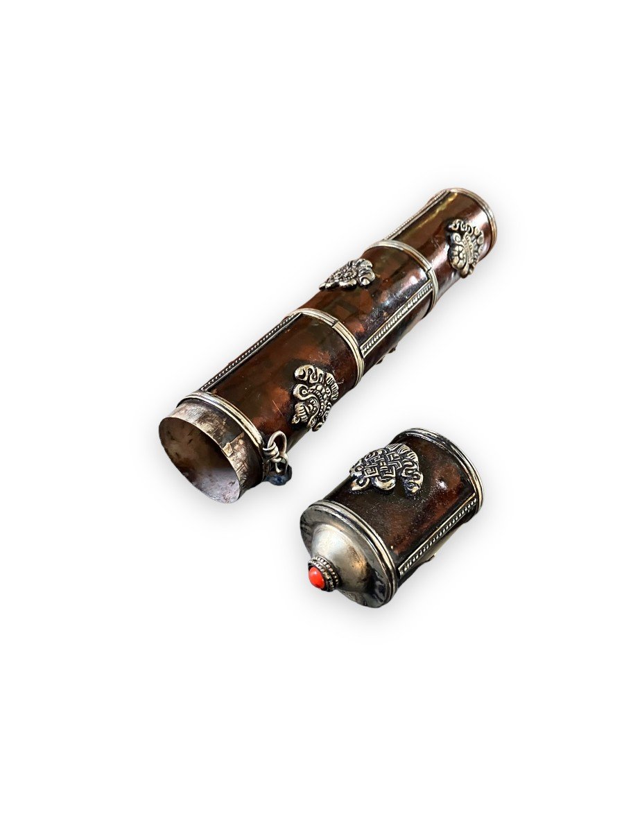 Copper Tibetan Incense Holder And Rollers-photo-6