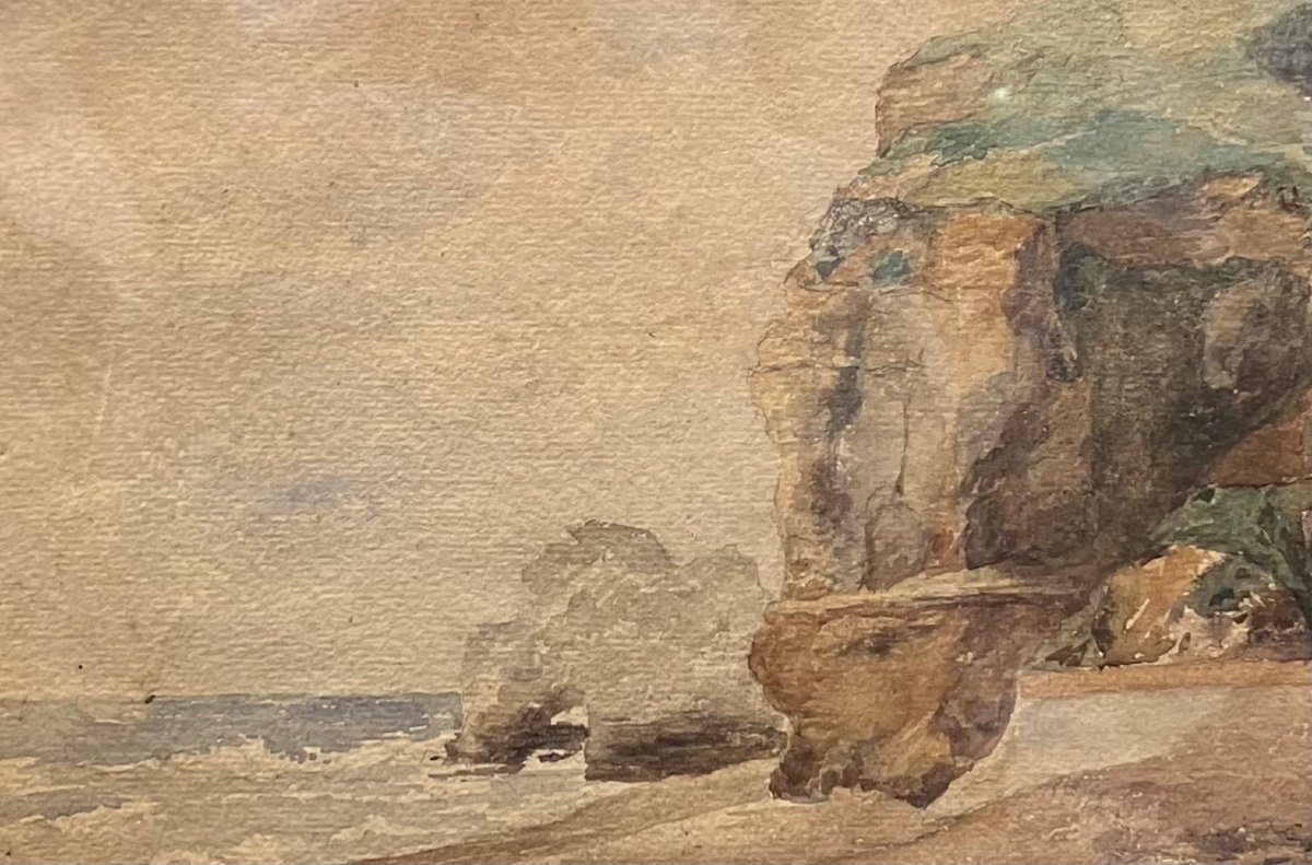 Les Falaises D’etretat Aquarelle Par Hélène Amamieux-photo-2