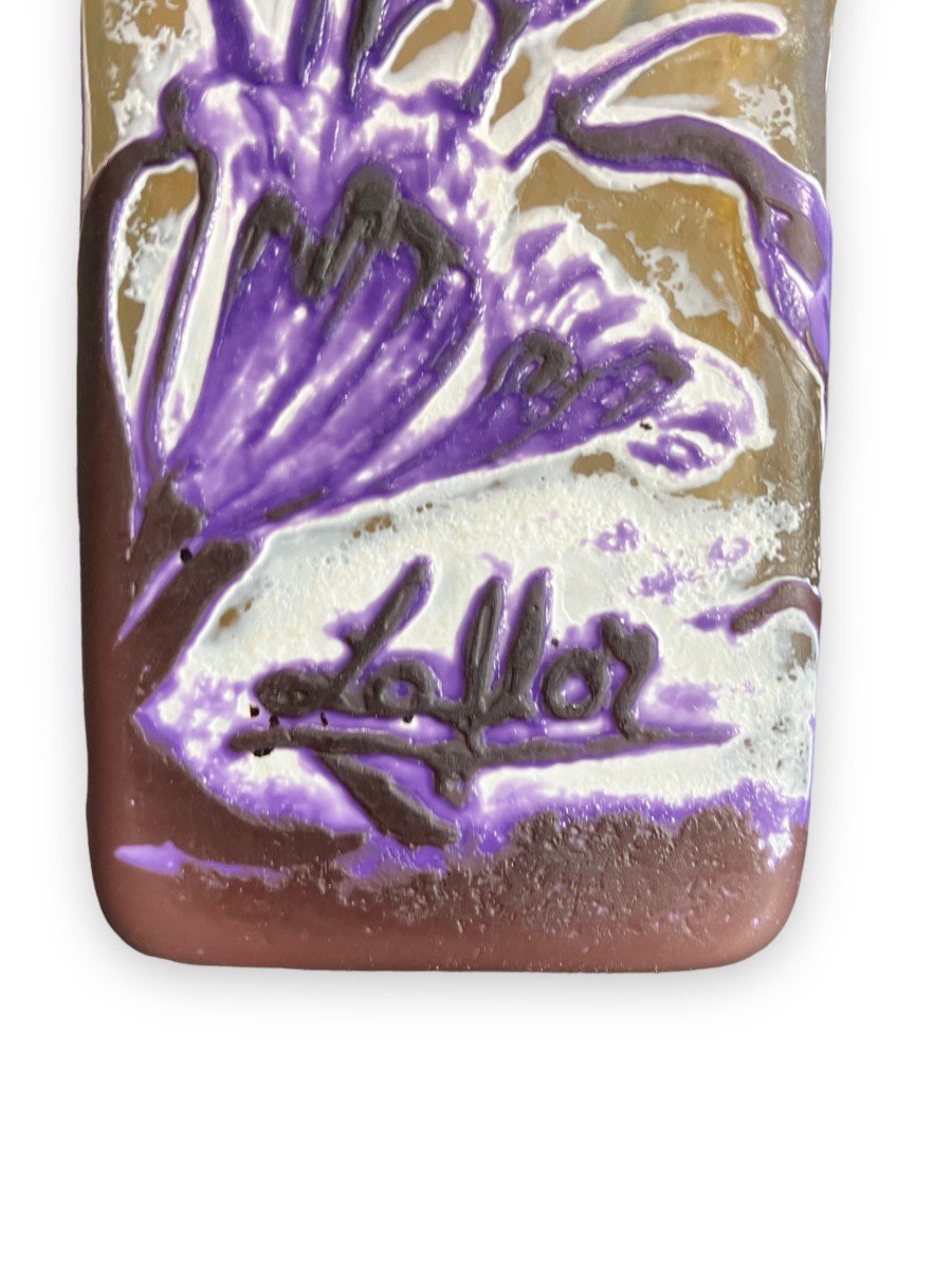 Laflor Vase En Pâte De Verre Dégagée à l'Acide Motifs Floraux-photo-1