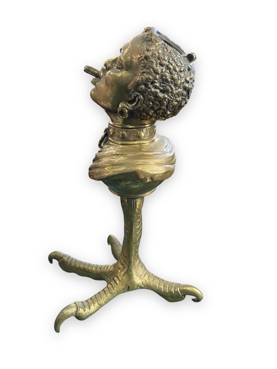 Pyrogen Cigar Lighter In Bronze Slave Head On A Bronze Rooster Leg Nineteenth-photo-2