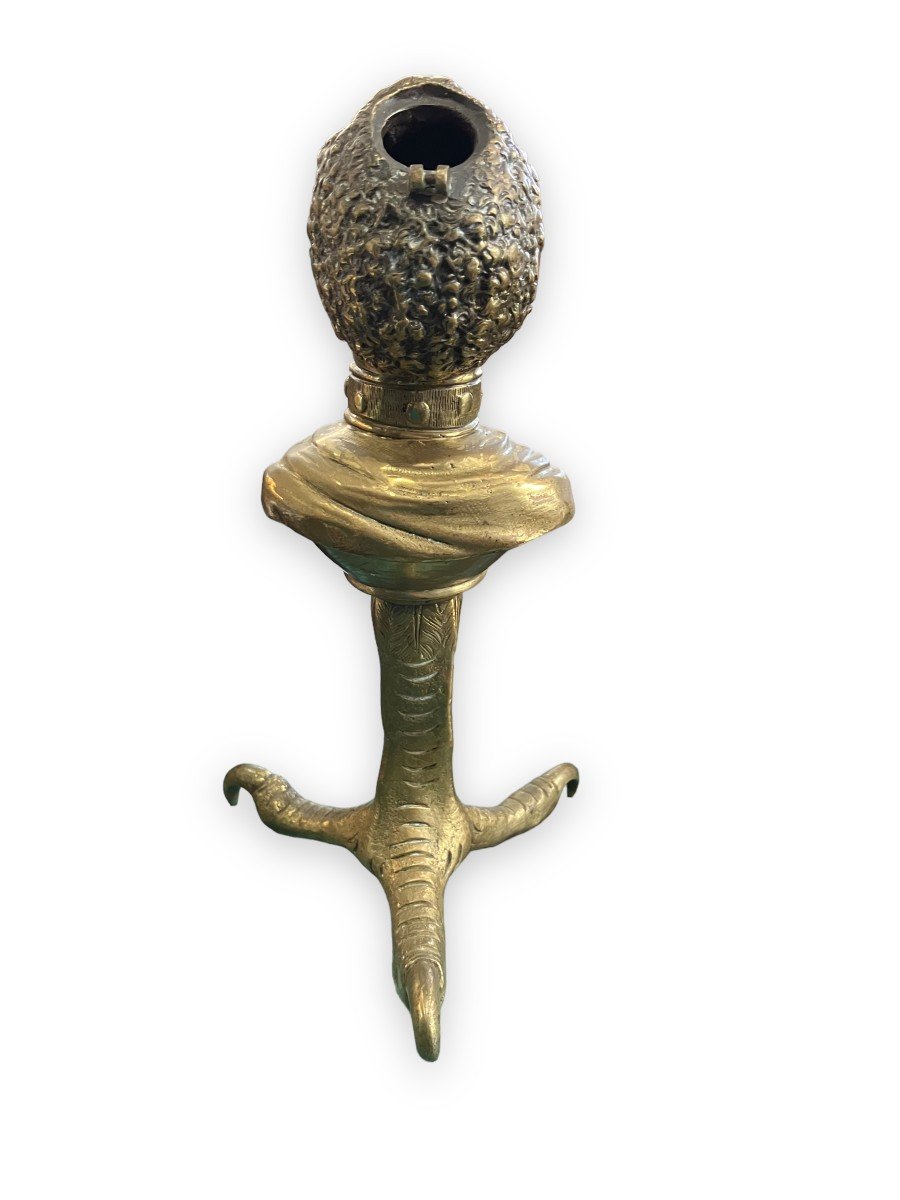 Pyrogen Cigar Lighter In Bronze Slave Head On A Bronze Rooster Leg Nineteenth-photo-3