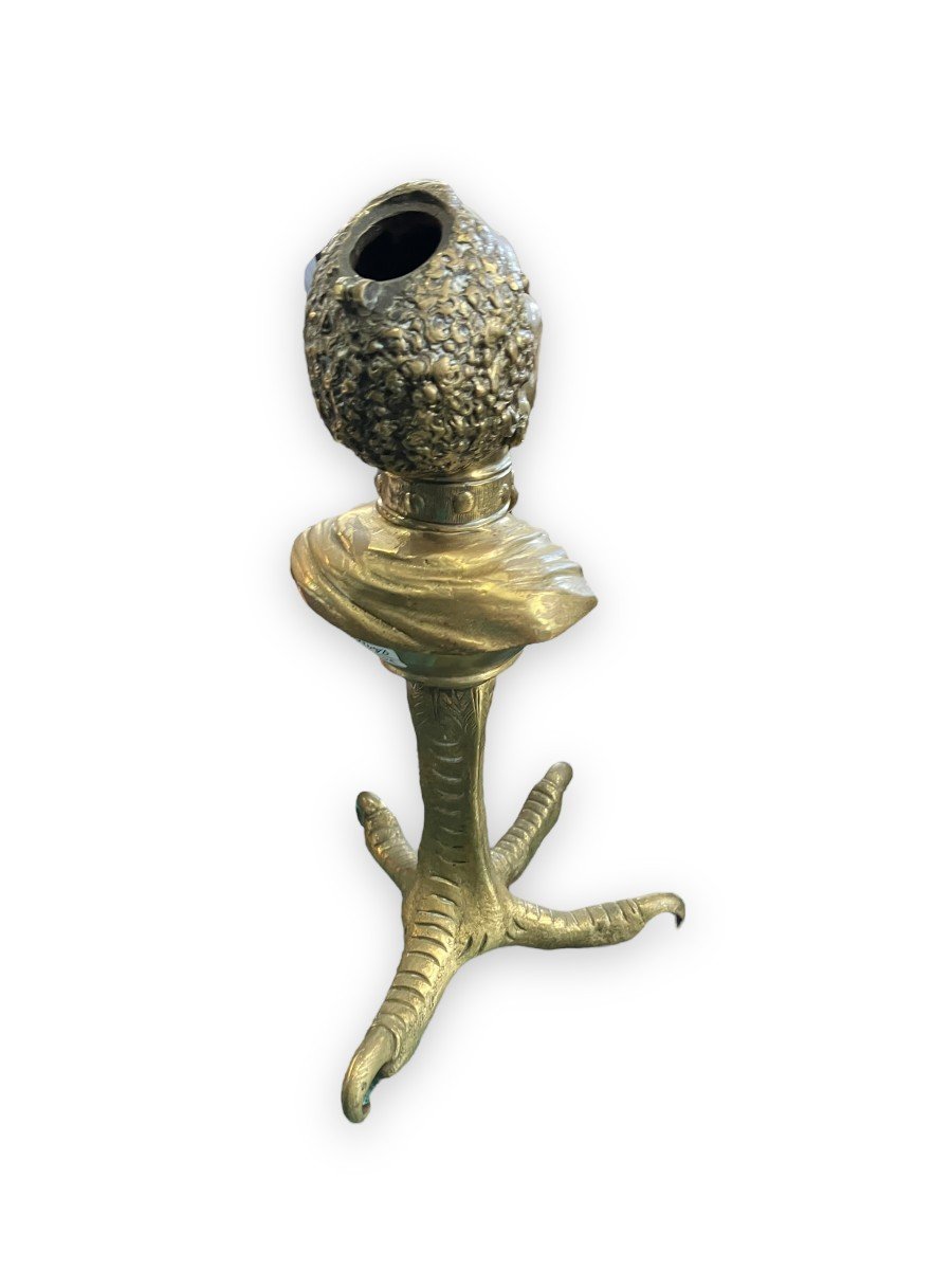 Pyrogen Cigar Lighter In Bronze Slave Head On A Bronze Rooster Leg Nineteenth-photo-4