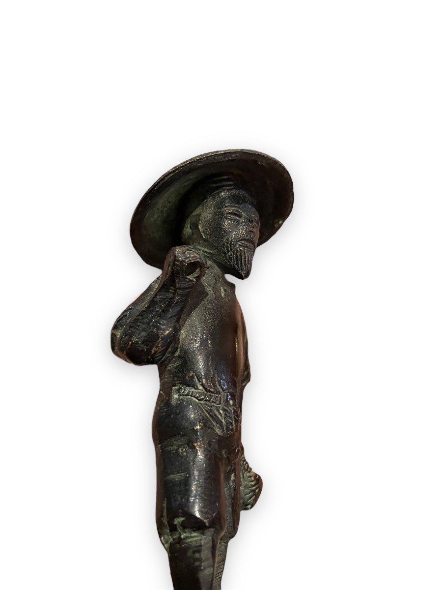 Asian Bronze Representing A Fisherman-photo-5