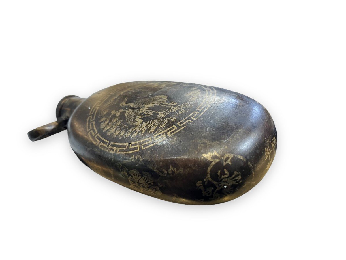 Antique Chinese Hand Warmer In Bronze XIXth Hot Water Bottle-photo-7