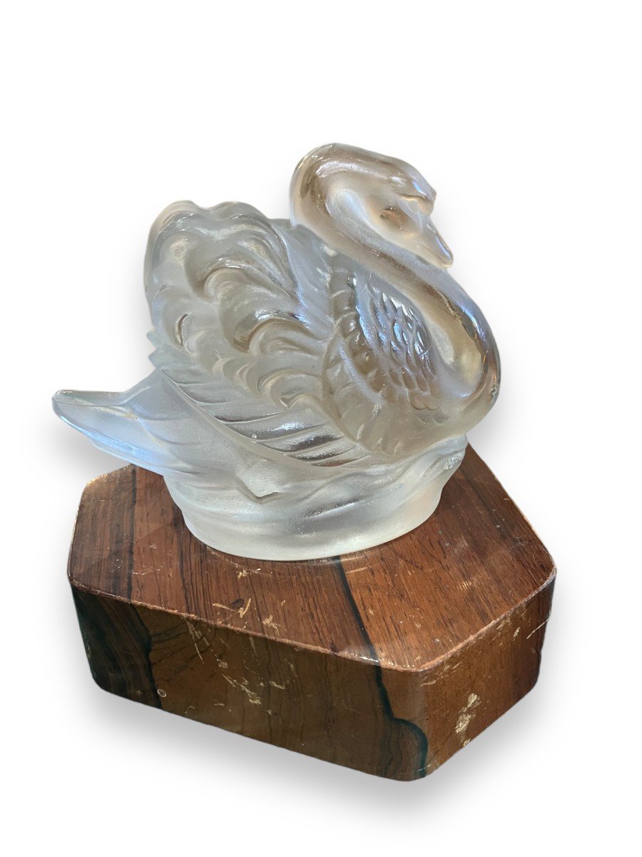 Art Deco Swan In Molded Glass By Louis Prodhon Paris-photo-3