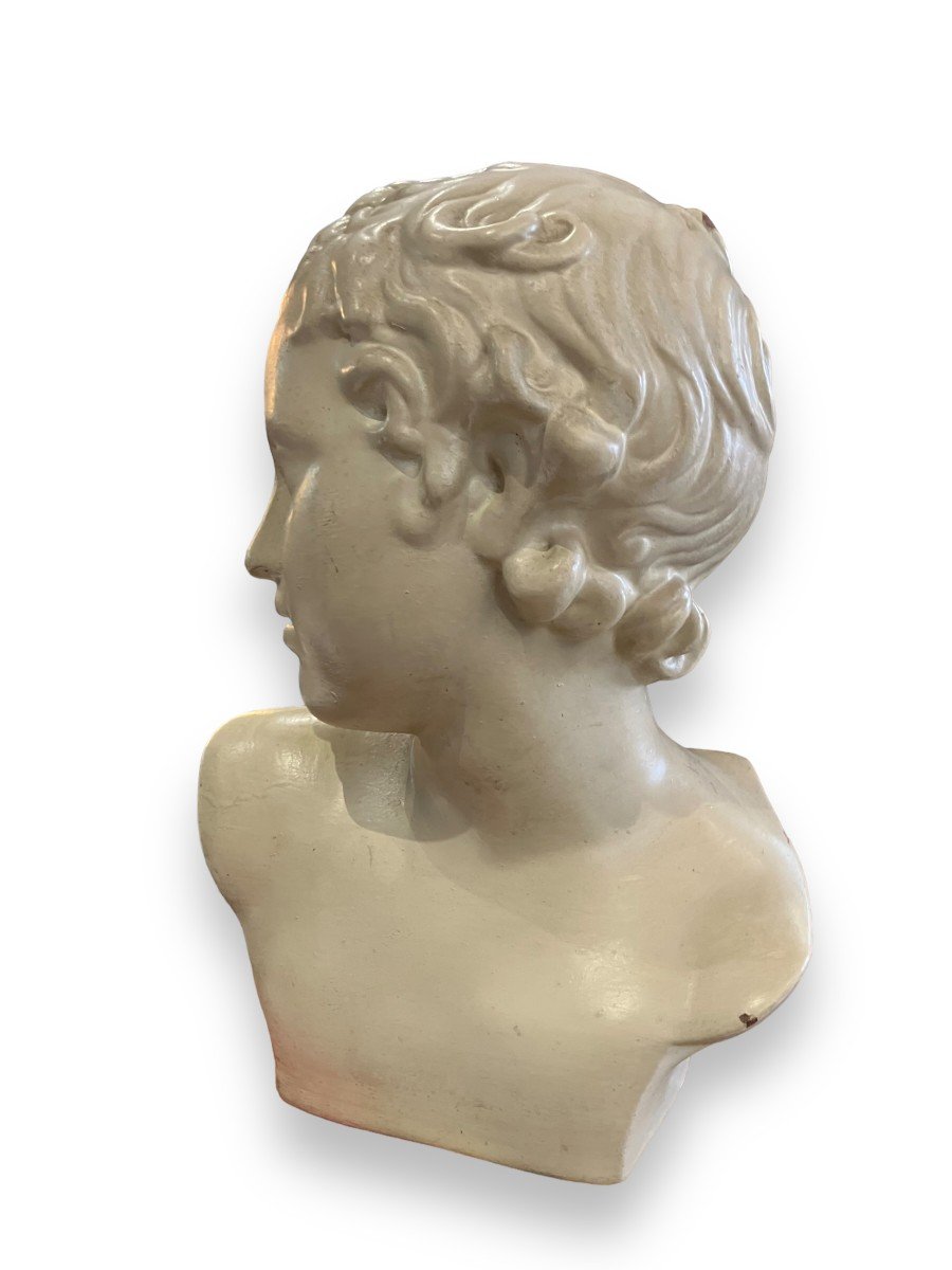 Enamelled Terracotta Bust Of Eros-photo-3