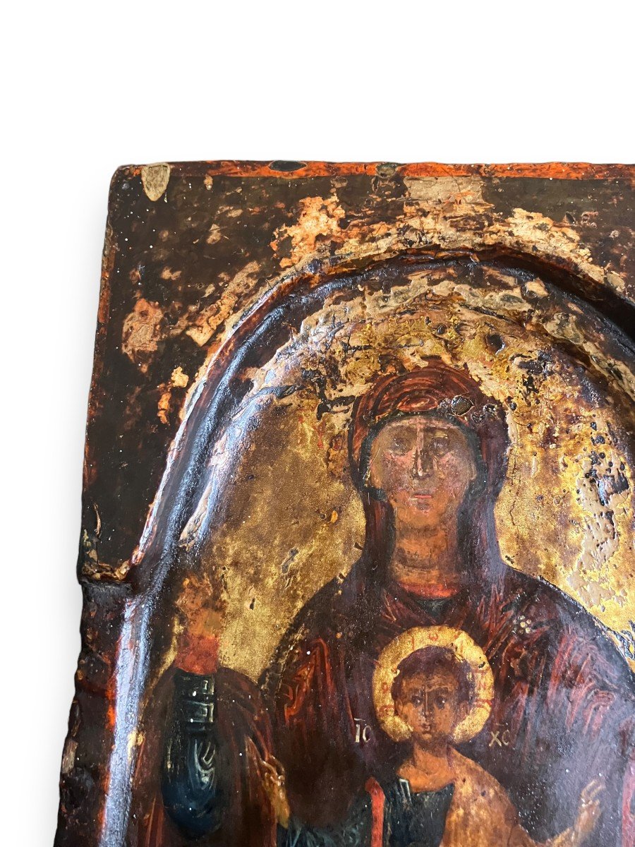 Religious Icon Virgin And Child On Wood Late Eighteenth Early Nineteenth-photo-4