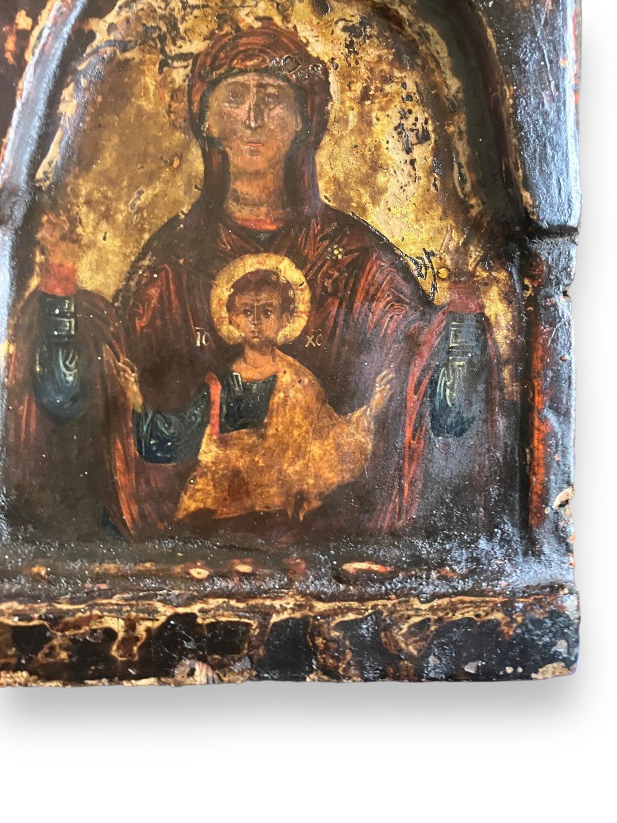 Religious Icon Virgin And Child On Wood Late Eighteenth Early Nineteenth-photo-6