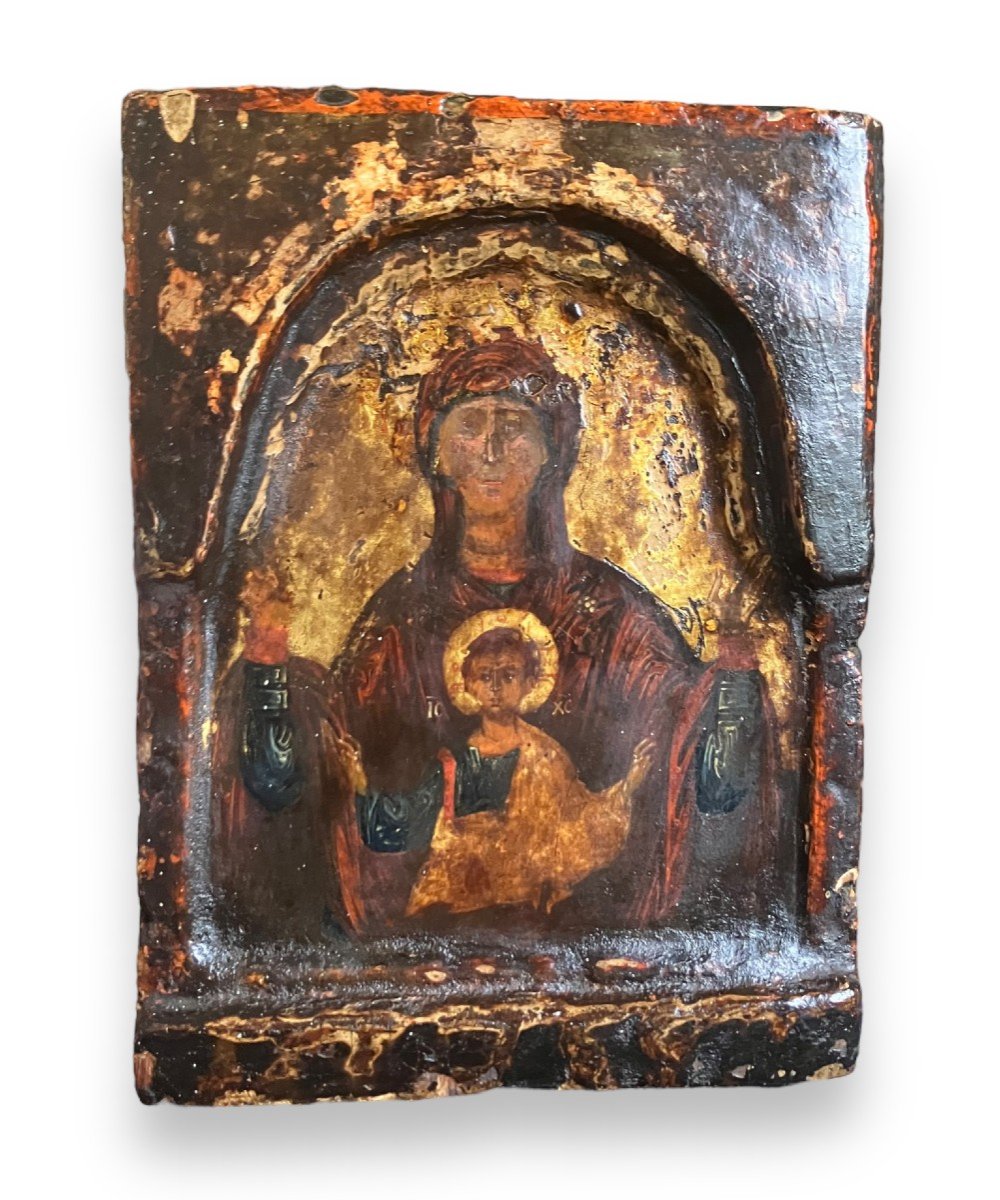 Religious Icon Virgin And Child On Wood Late Eighteenth Early Nineteenth