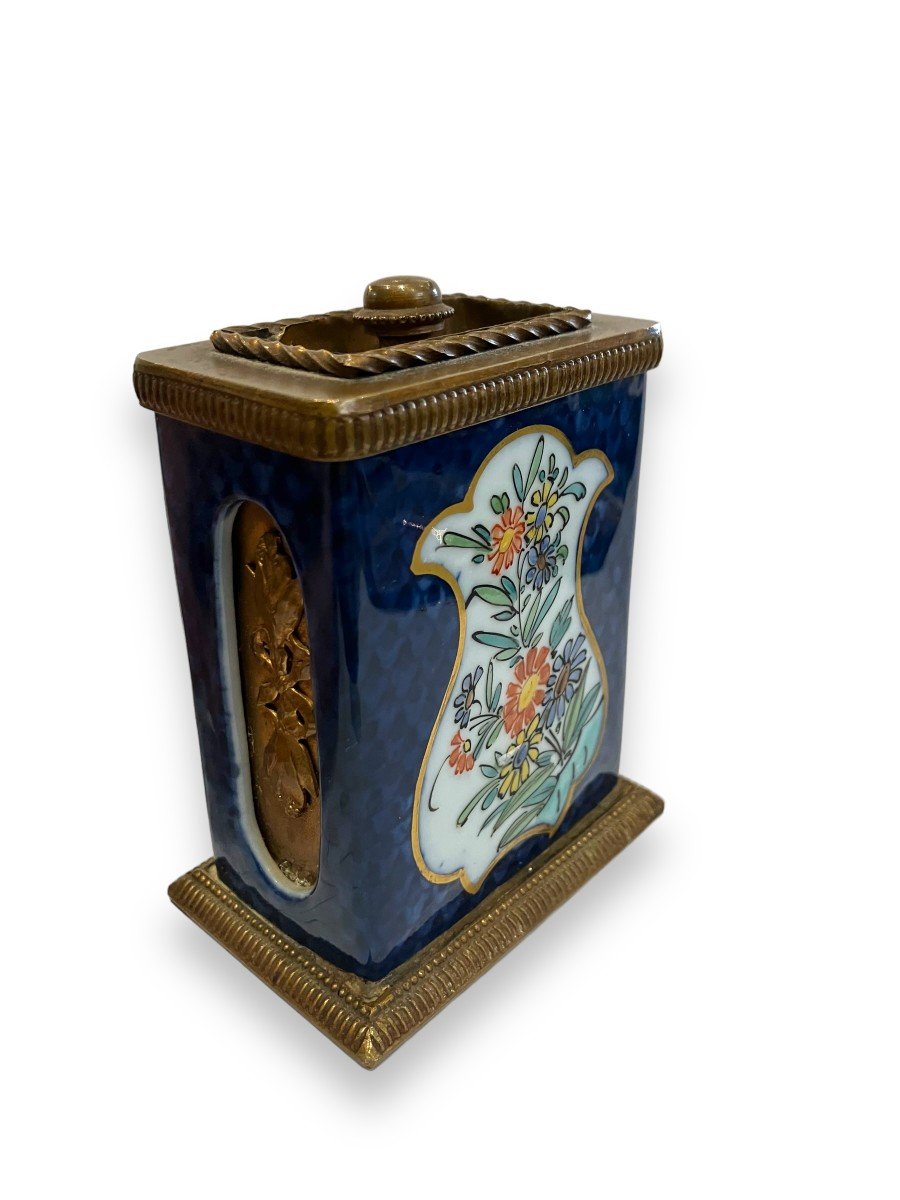 Rectangular Box In Enameled Porcelain And Bronze-photo-7