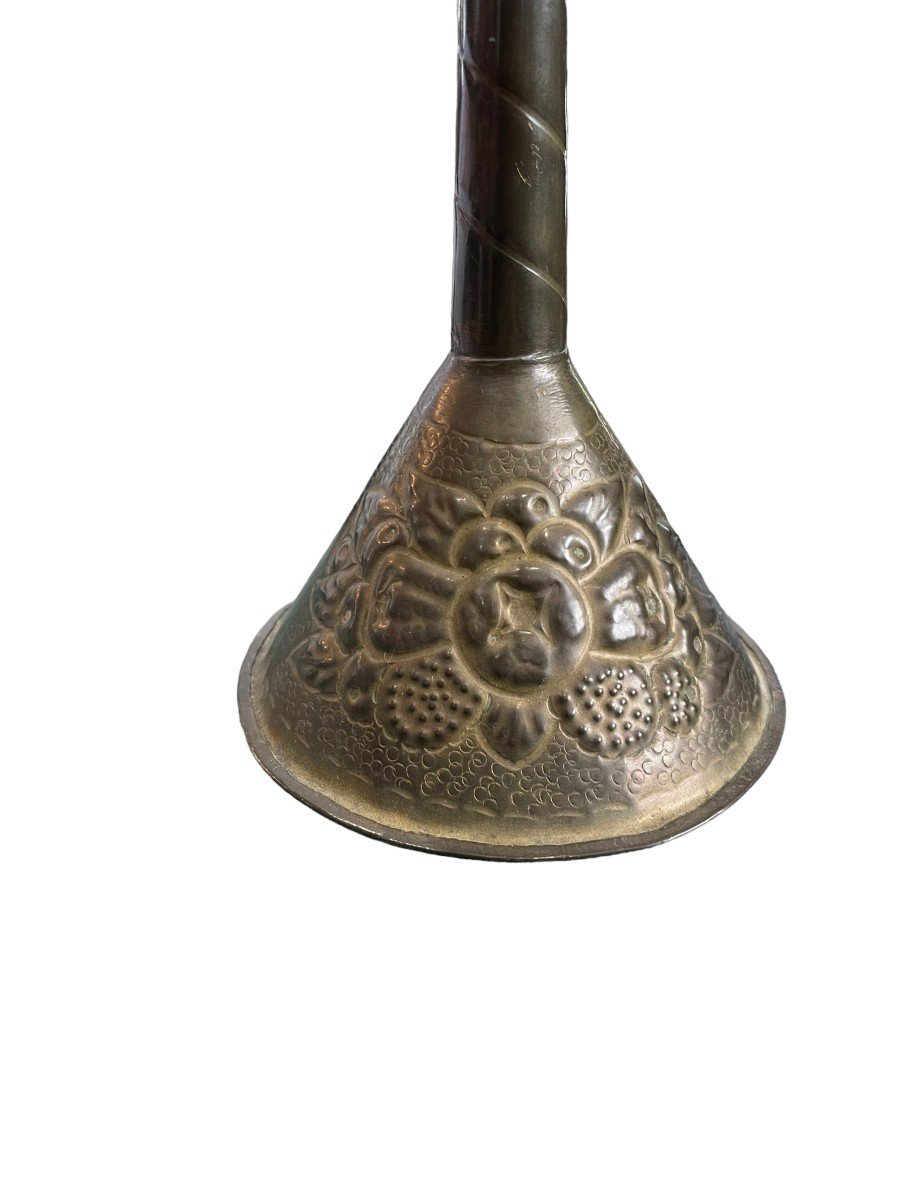 XIXth Dutch Oil Lamp In Brass-photo-4