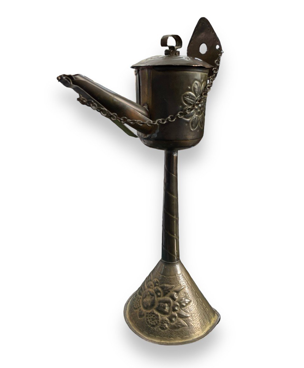 XIXth Dutch Oil Lamp In Brass