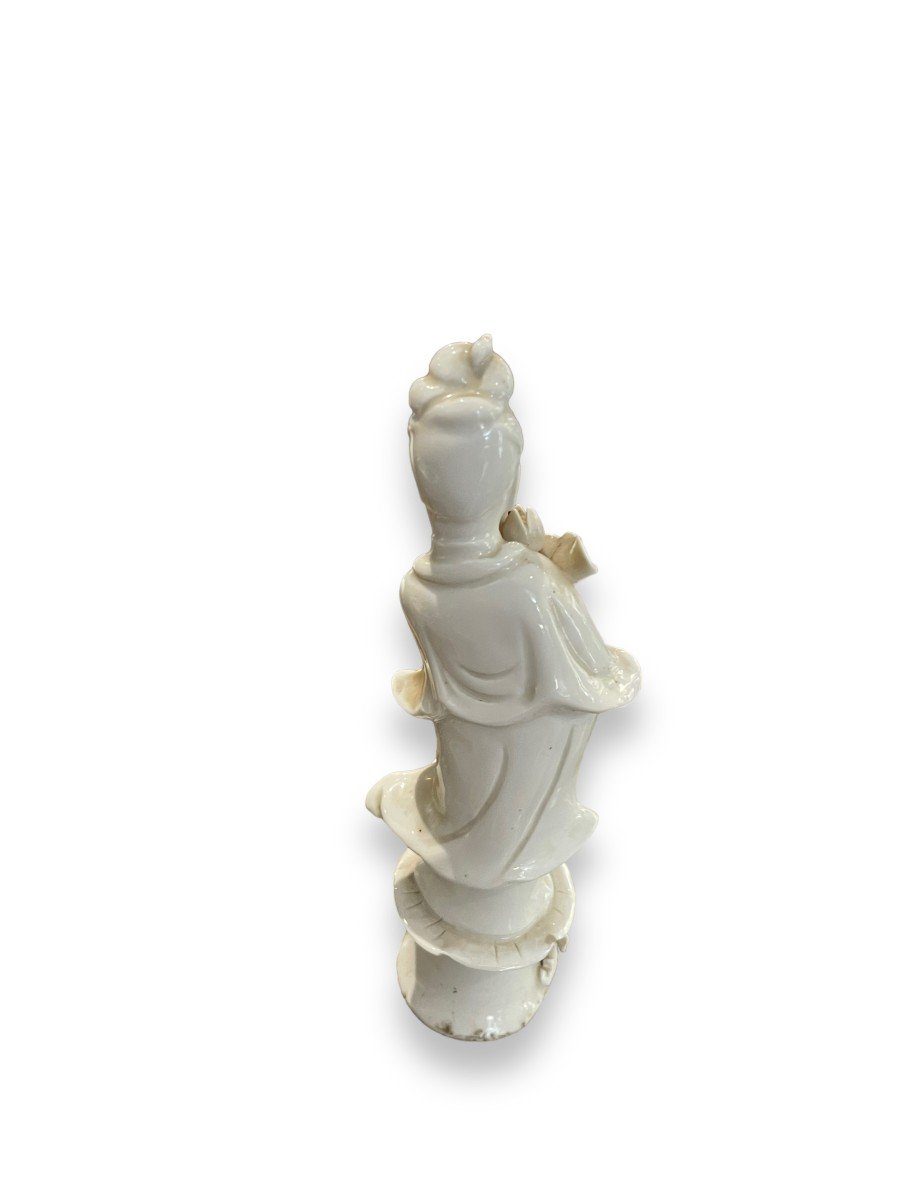 Guan Yin Sujet En Porcelaine Guanyin Fleur De Lotus-photo-2