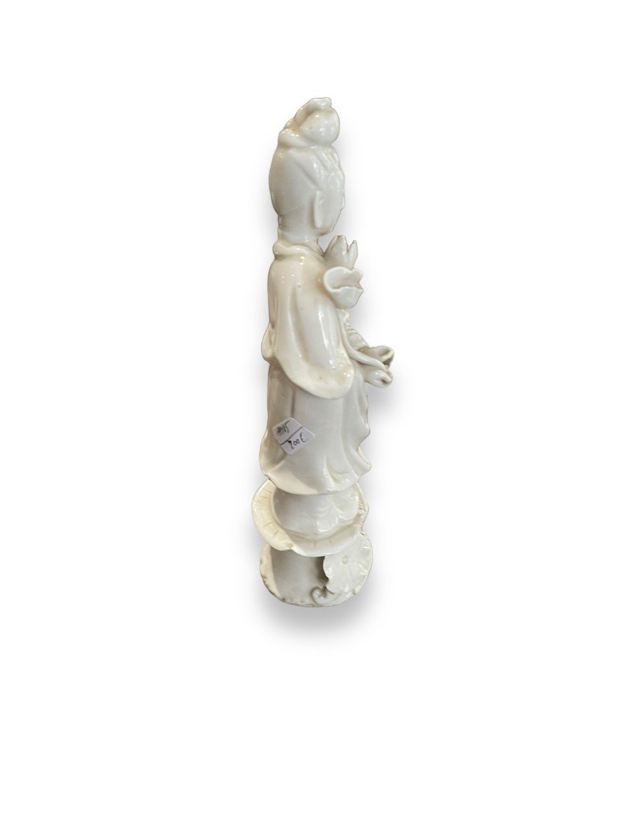 Guan Yin Sujet En Porcelaine Guanyin Fleur De Lotus-photo-3