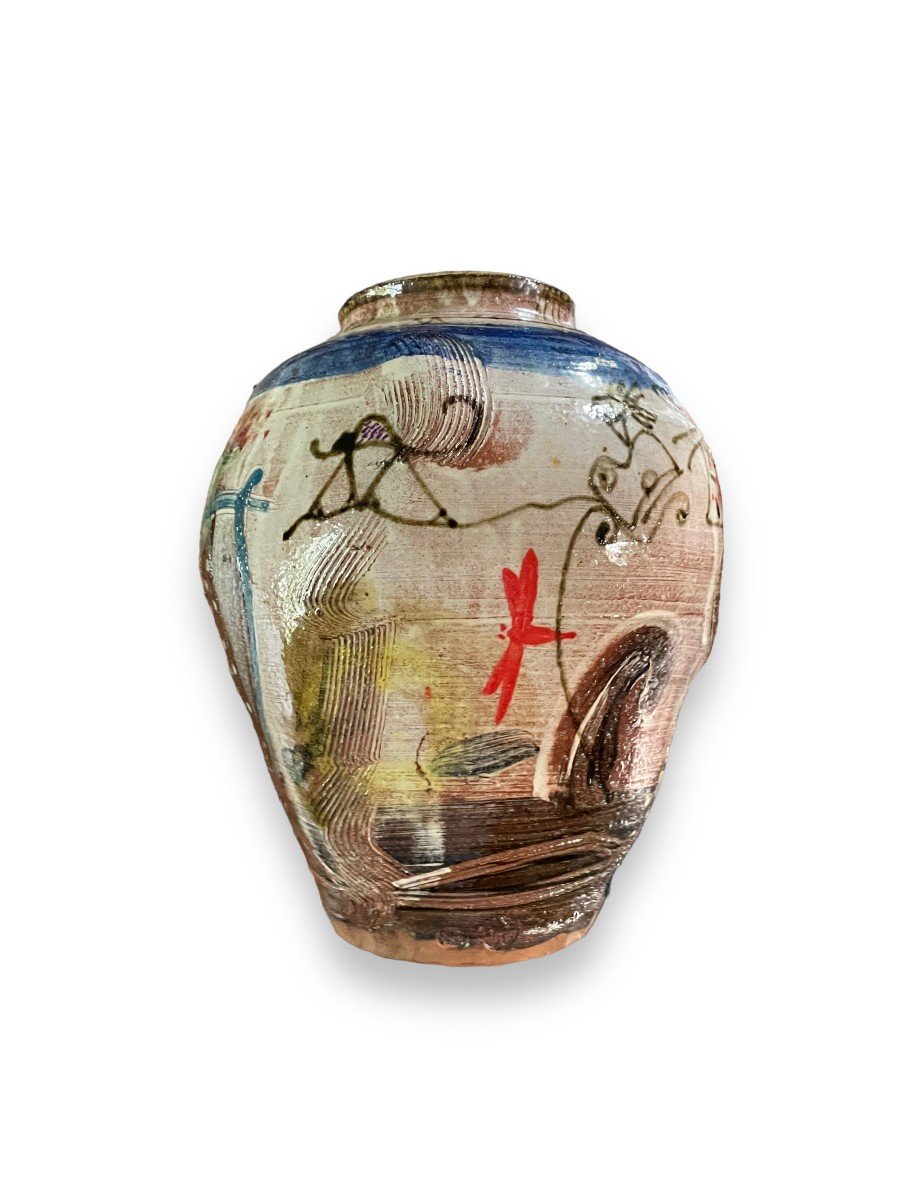 Important Glazed Terracotta Vase Thierry Basile-photo-3