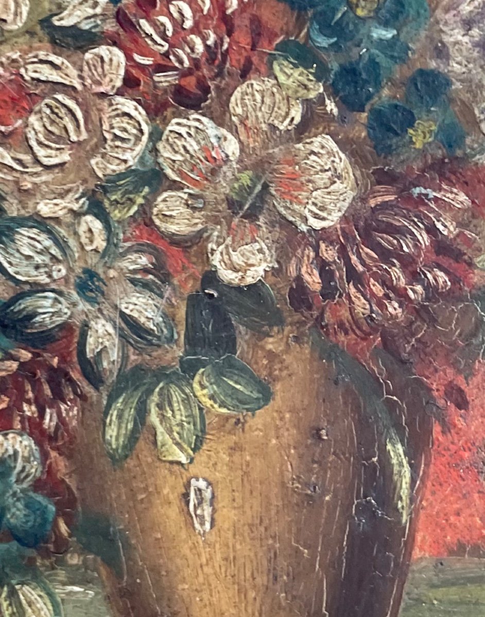 Floral Bouquet Oil On Copper XIXth-photo-2