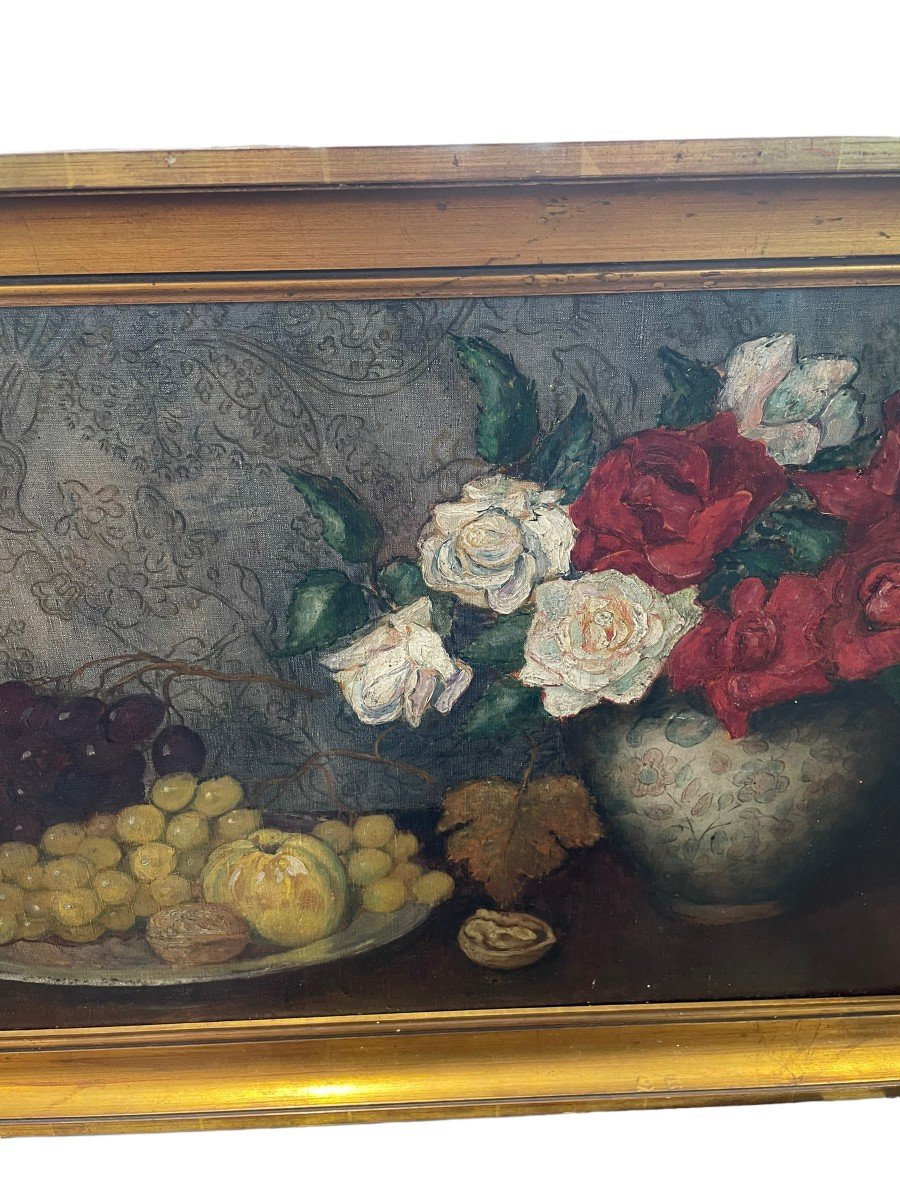 Still Life With Fruit And Chinese Subject By Louis Rodolphe Defontaine Défontaine-photo-2