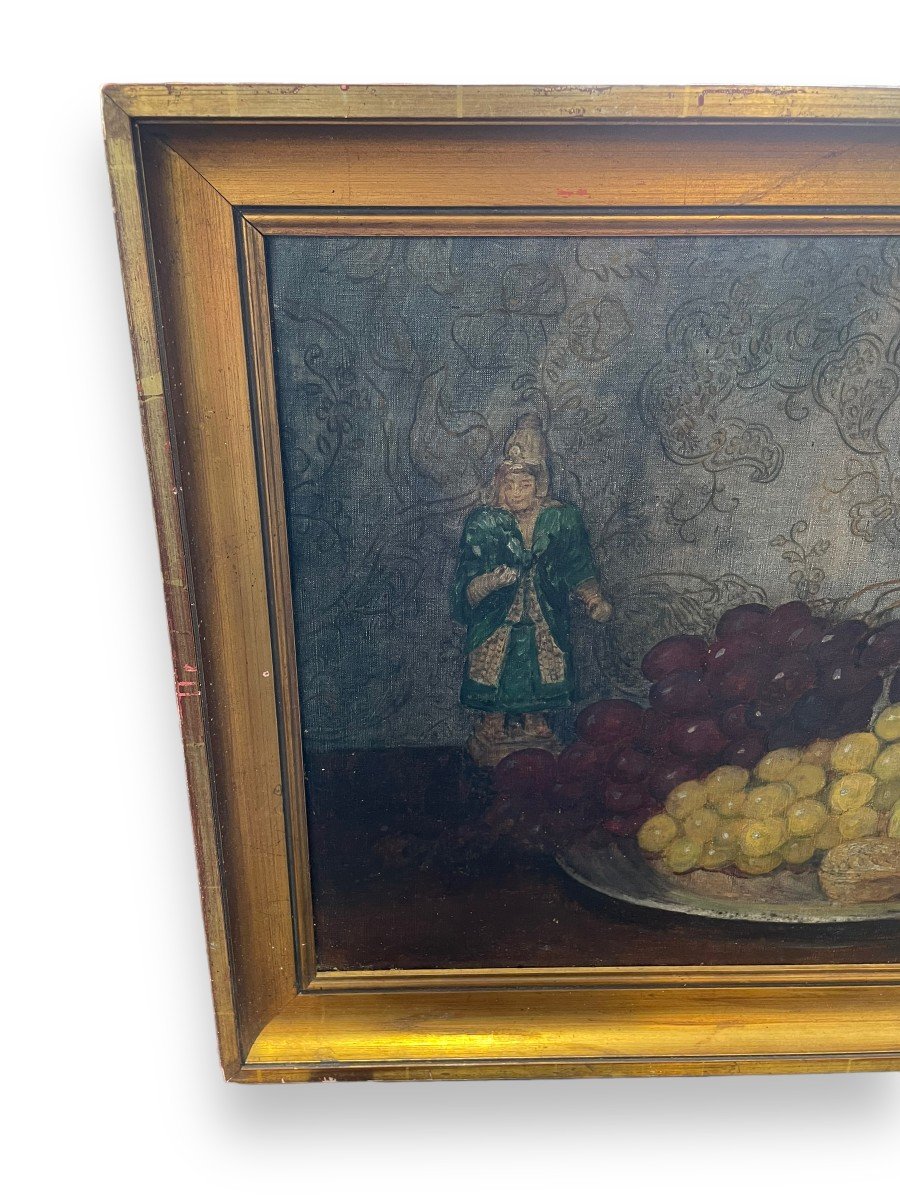 Still Life With Fruit And Chinese Subject By Louis Rodolphe Defontaine Défontaine-photo-5