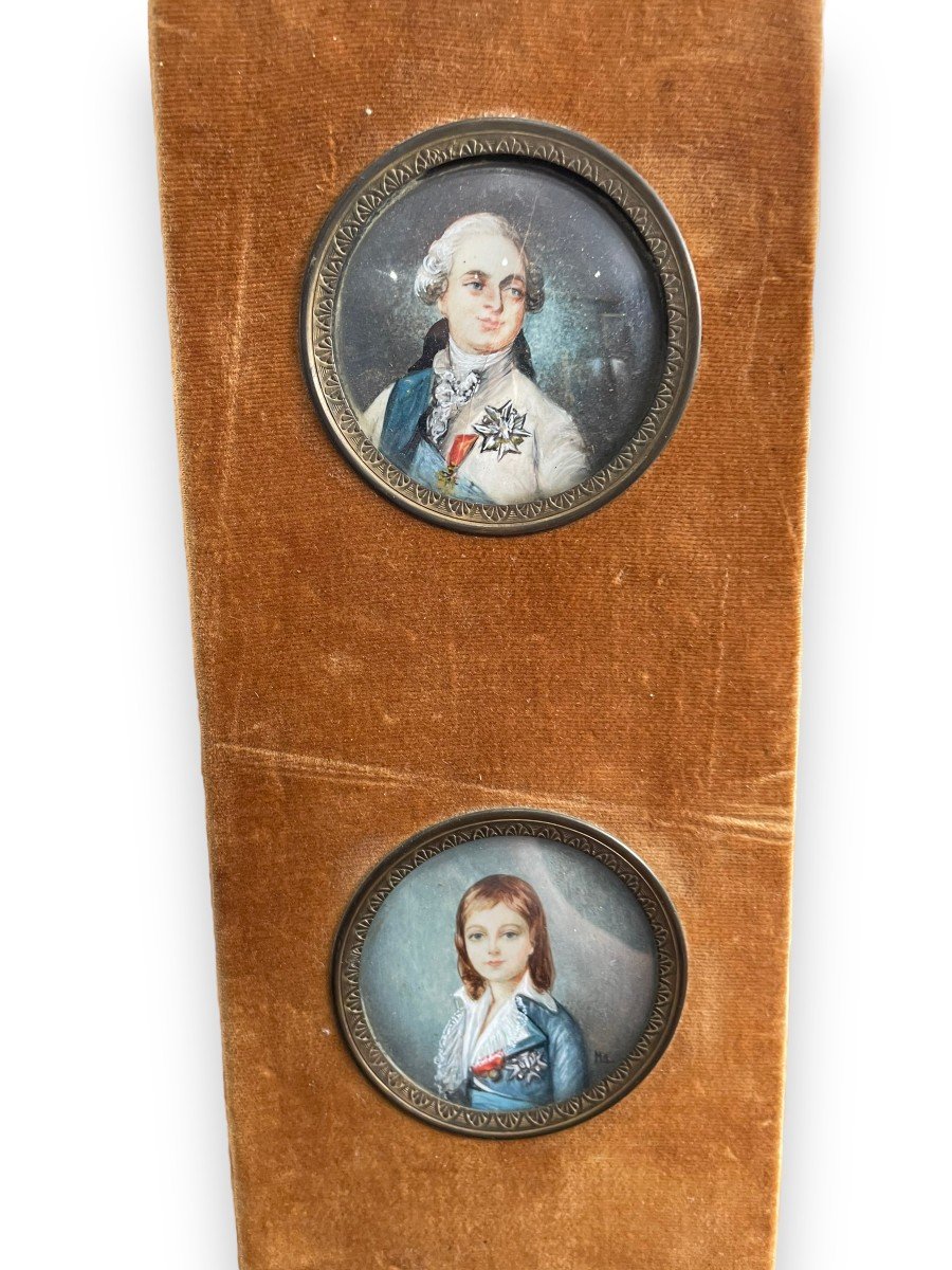 Portraits De La Famille Royale Louis XVI Marie-antoinette Et Le Dauphin Ensemble Légitimiste-photo-2