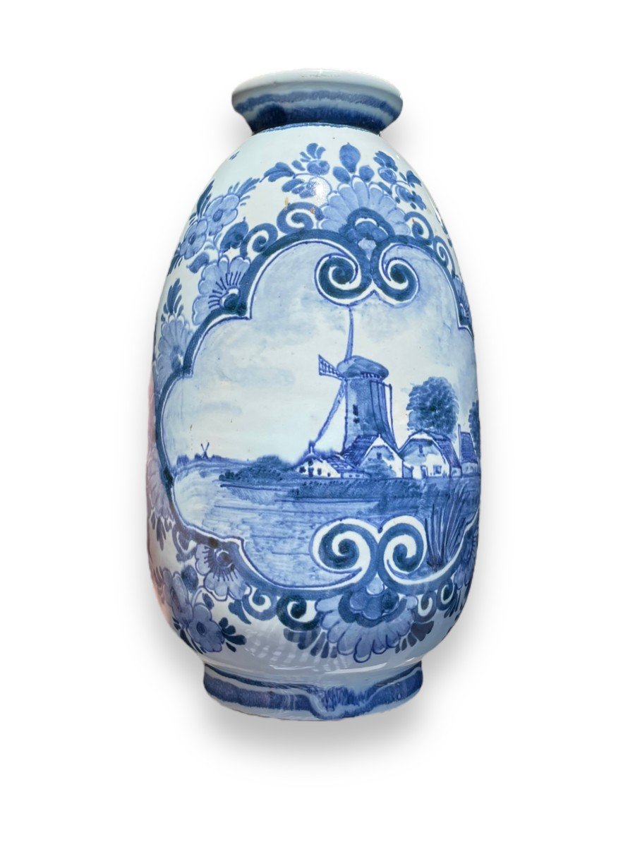 Delft Vase Pansu Décor Au Moulin-photo-4