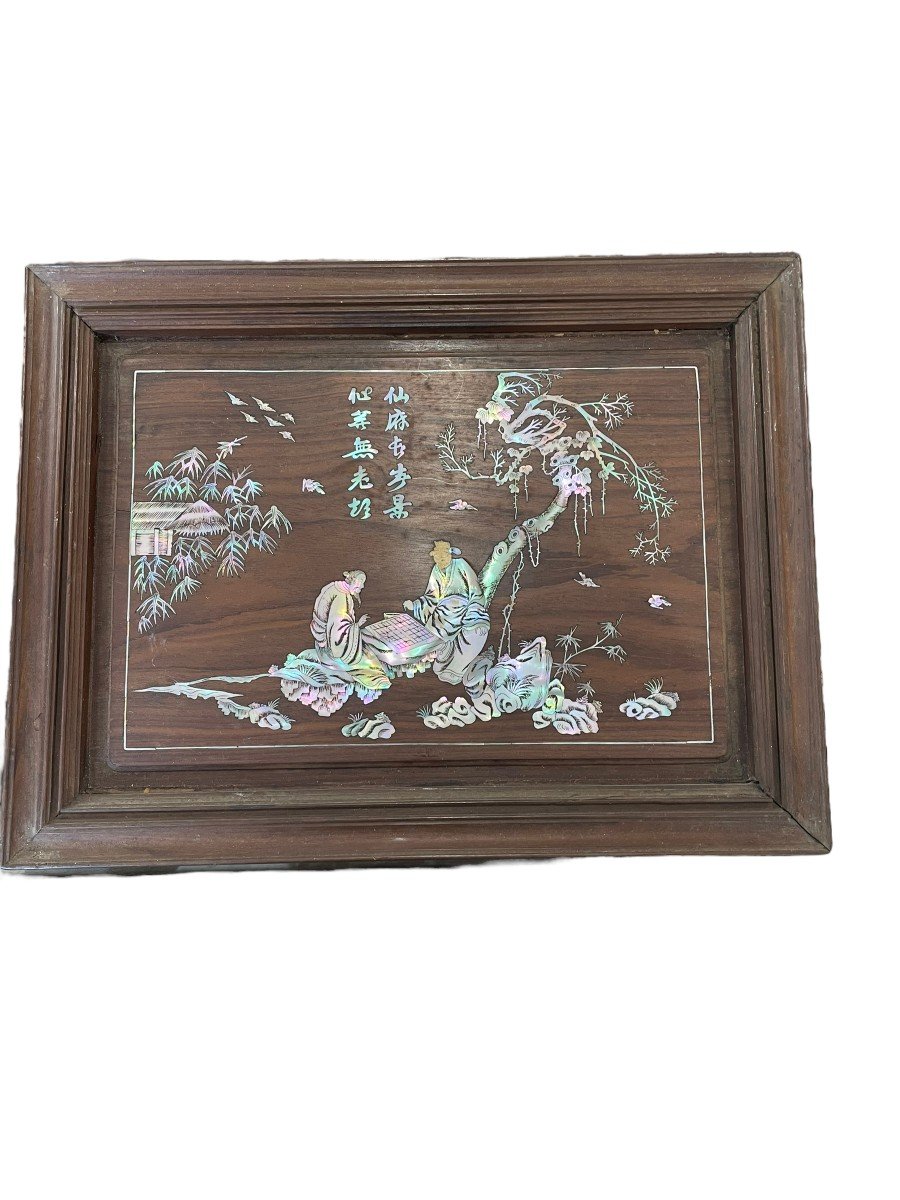 Pair Of Indochinese Mother Of Pearl And Rosewood Panels-photo-6