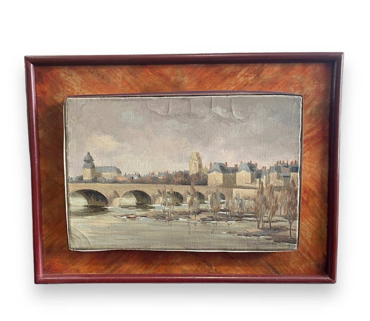 Oil On Canvas City Of Northern France Signed Lefebvre