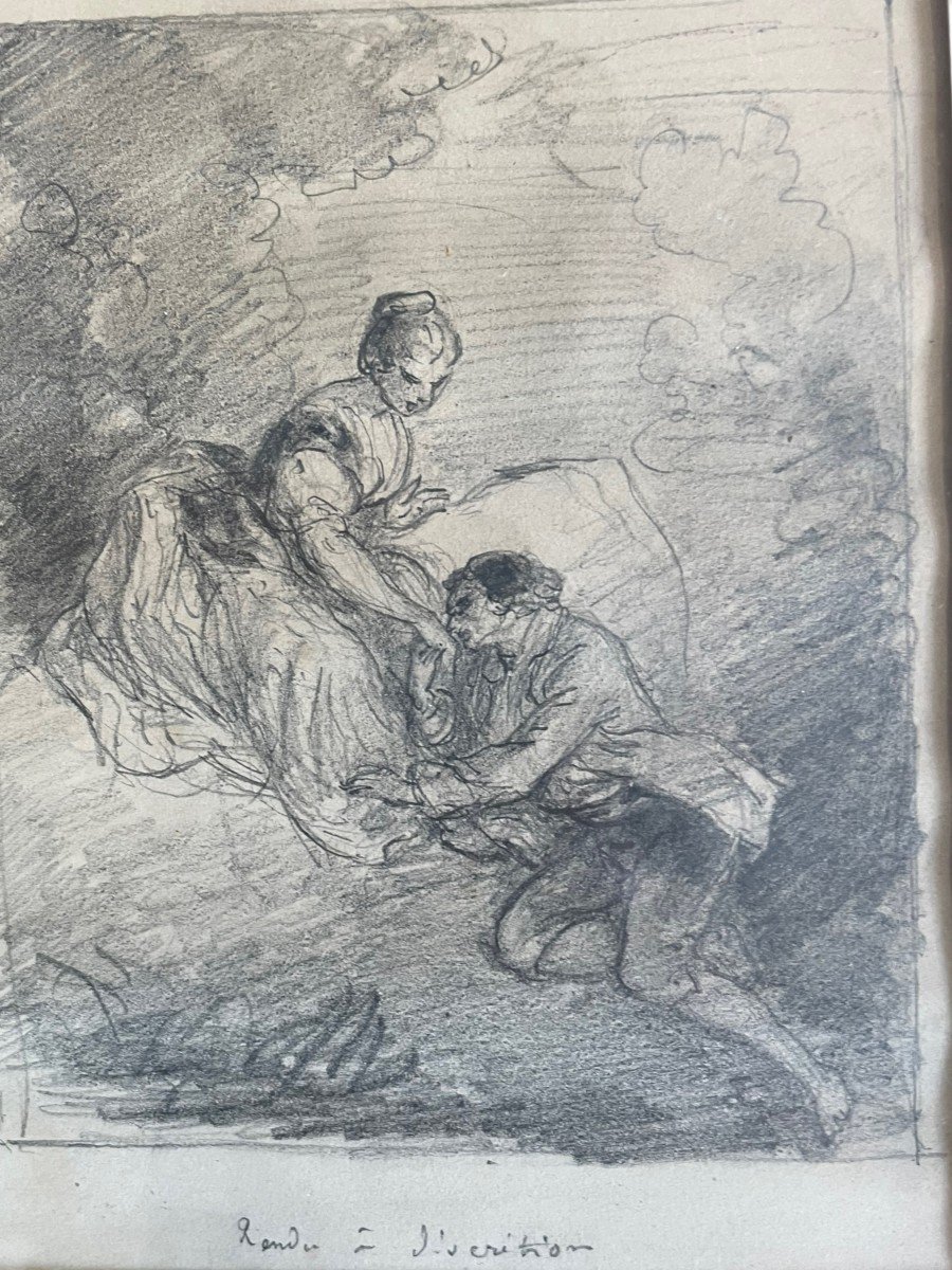 Paire De Dessins Attribués à Théophile Fragonard-photo-2