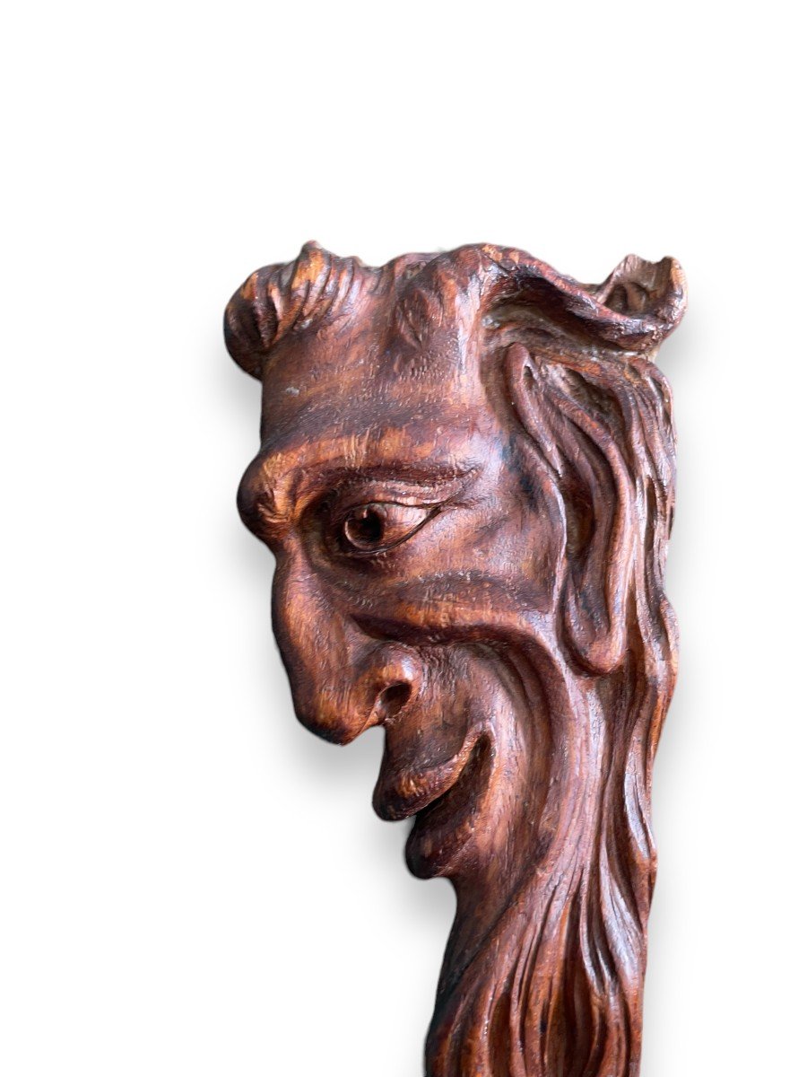 Art Populaire Profil de Satyre Faune bois sculpté XIXeme-photo-7