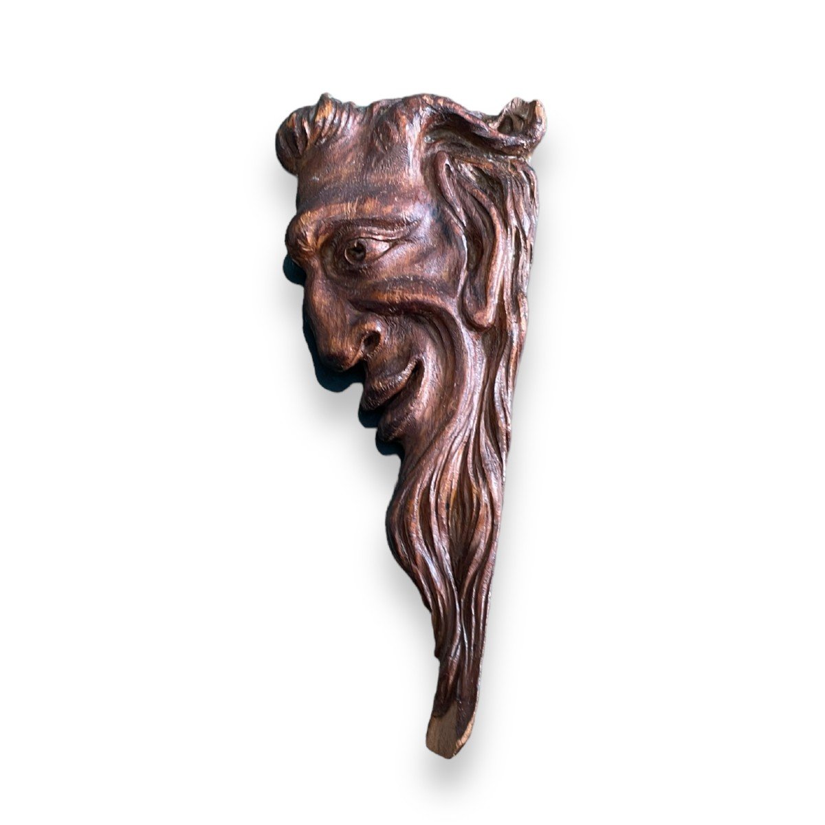 Art Populaire Profil de Satyre Faune bois sculpté XIXeme