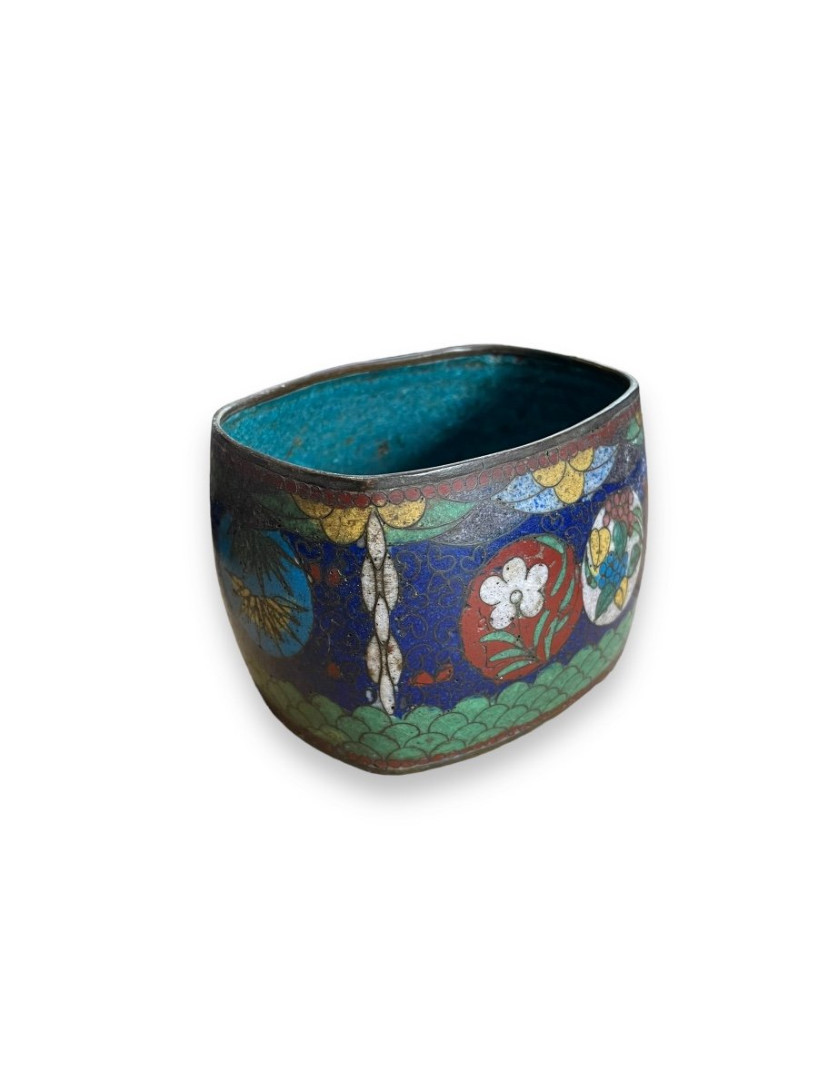 Asian Planter In XIXth Cloisonné Enamels-photo-6