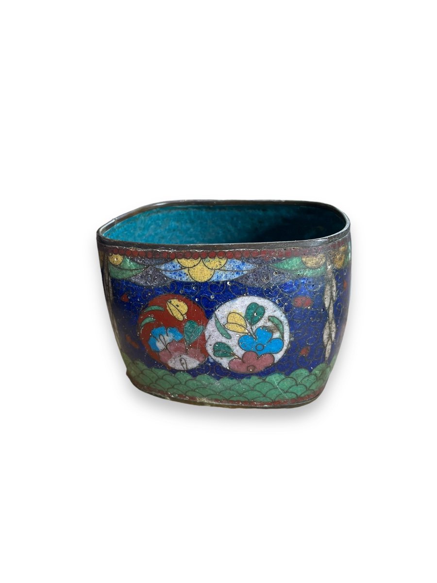 Asian Planter In XIXth Cloisonné Enamels-photo-8