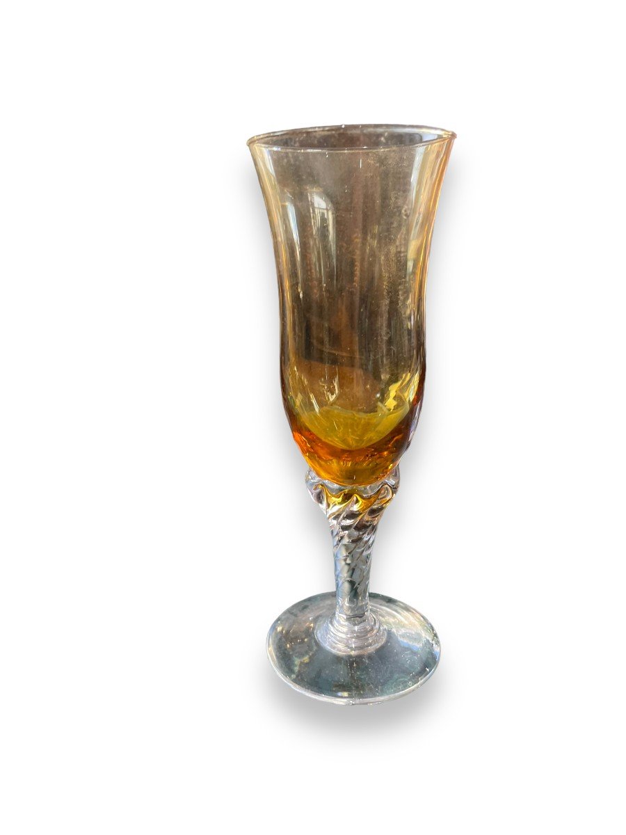 Series Of 4 Champagne Flutes In Blown And Colored Glass-photo-1