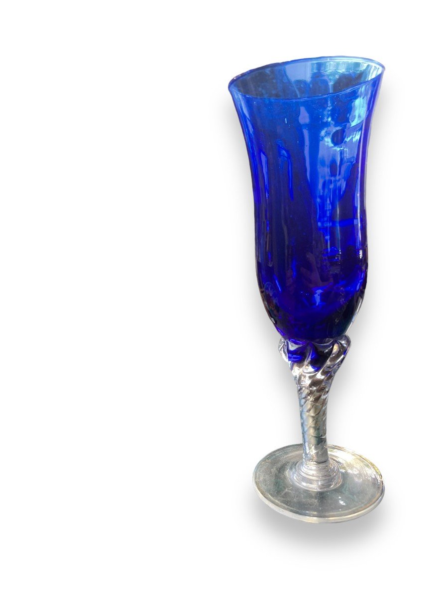 Series Of 4 Champagne Flutes In Blown And Colored Glass-photo-8