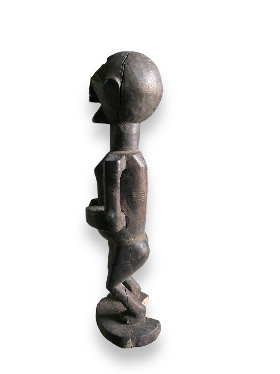Statuette féminine Africaine à Patine Sombre Style Kifwebe Rdc-photo-3