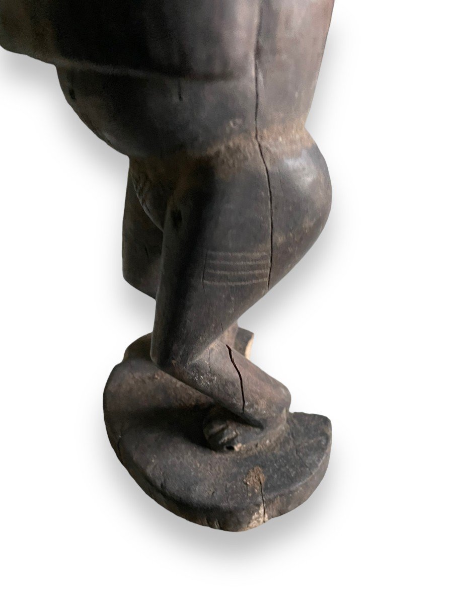 Statuette féminine Africaine à Patine Sombre Style Kifwebe Rdc-photo-8