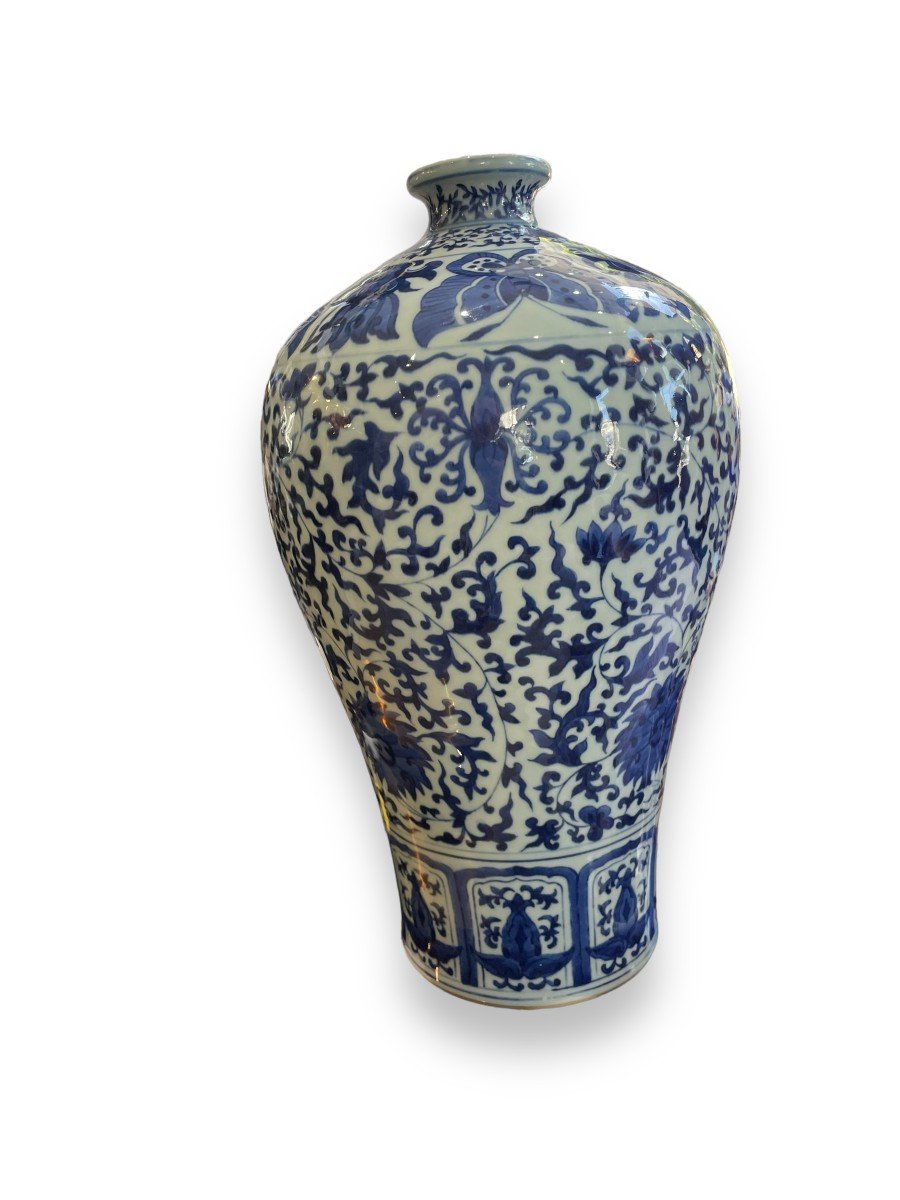 Important Chinese Pansu Vase Early 20th Century Celadon And Blue Background-photo-6