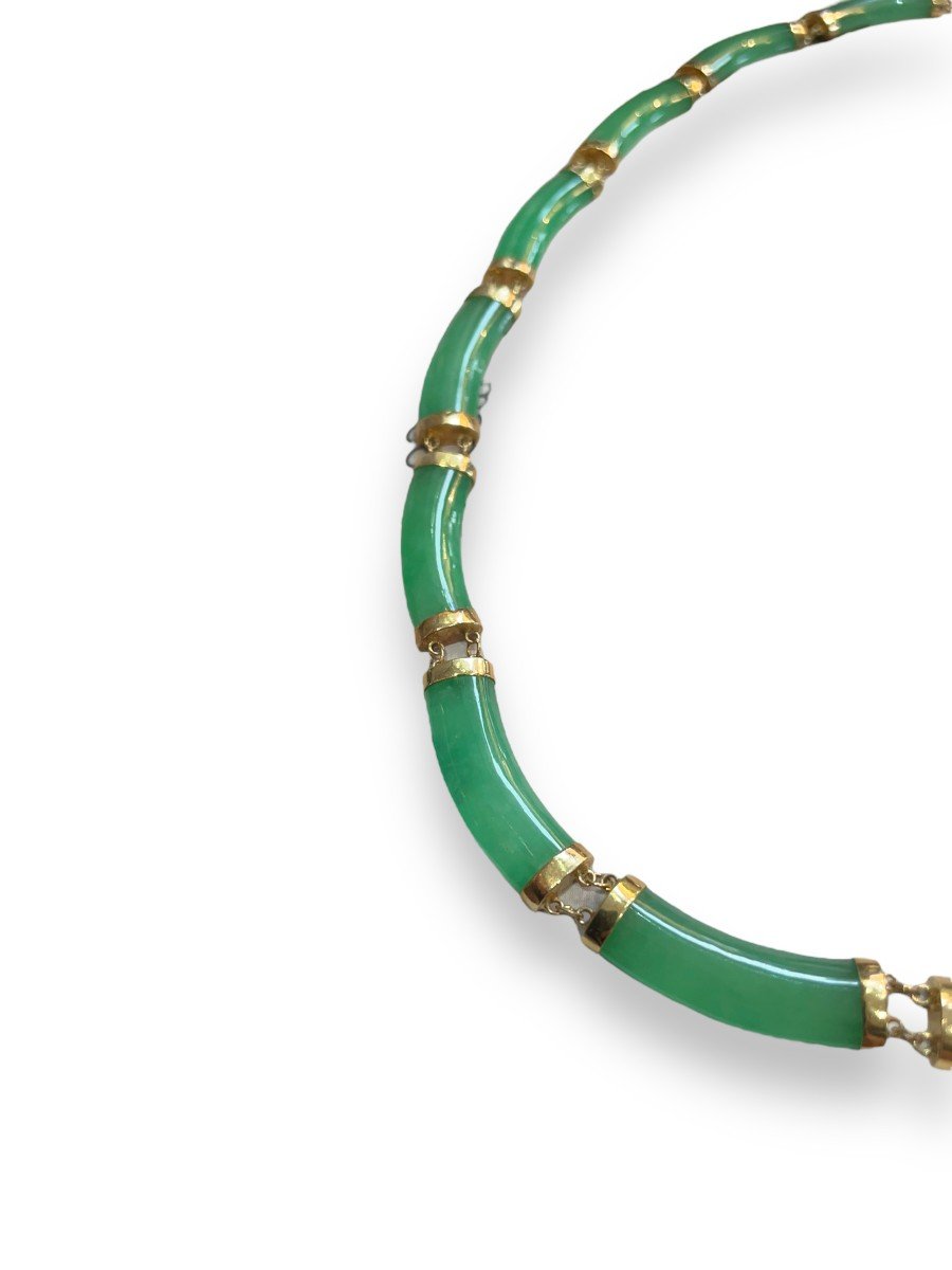 Collier En Jade Et Or Vintage-photo-3