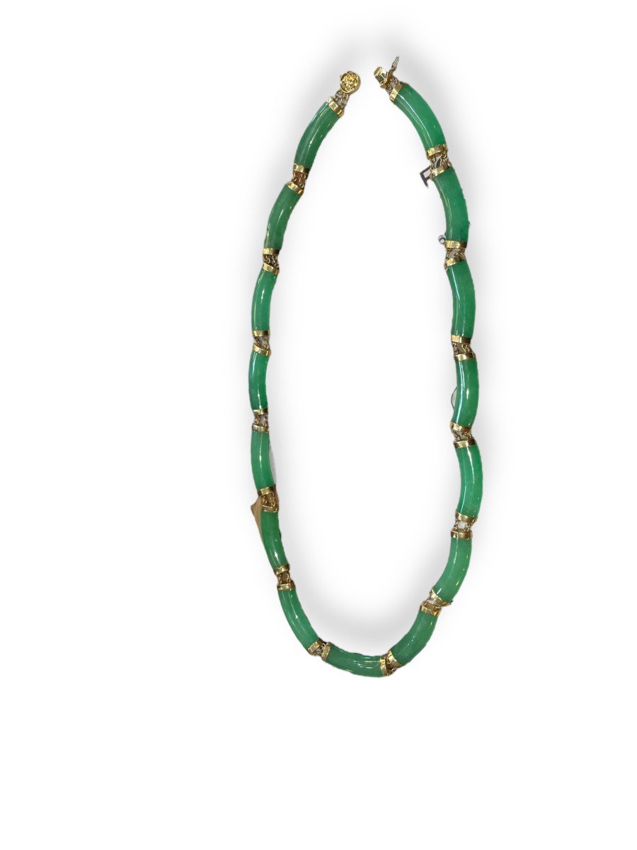 Collier En Jade Et Or Vintage-photo-4