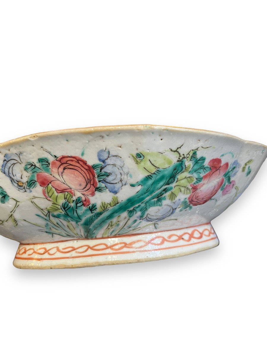 Importante. Coupe en porcelaine Chinoise à Décor De Fleurs XIXeme-photo-3