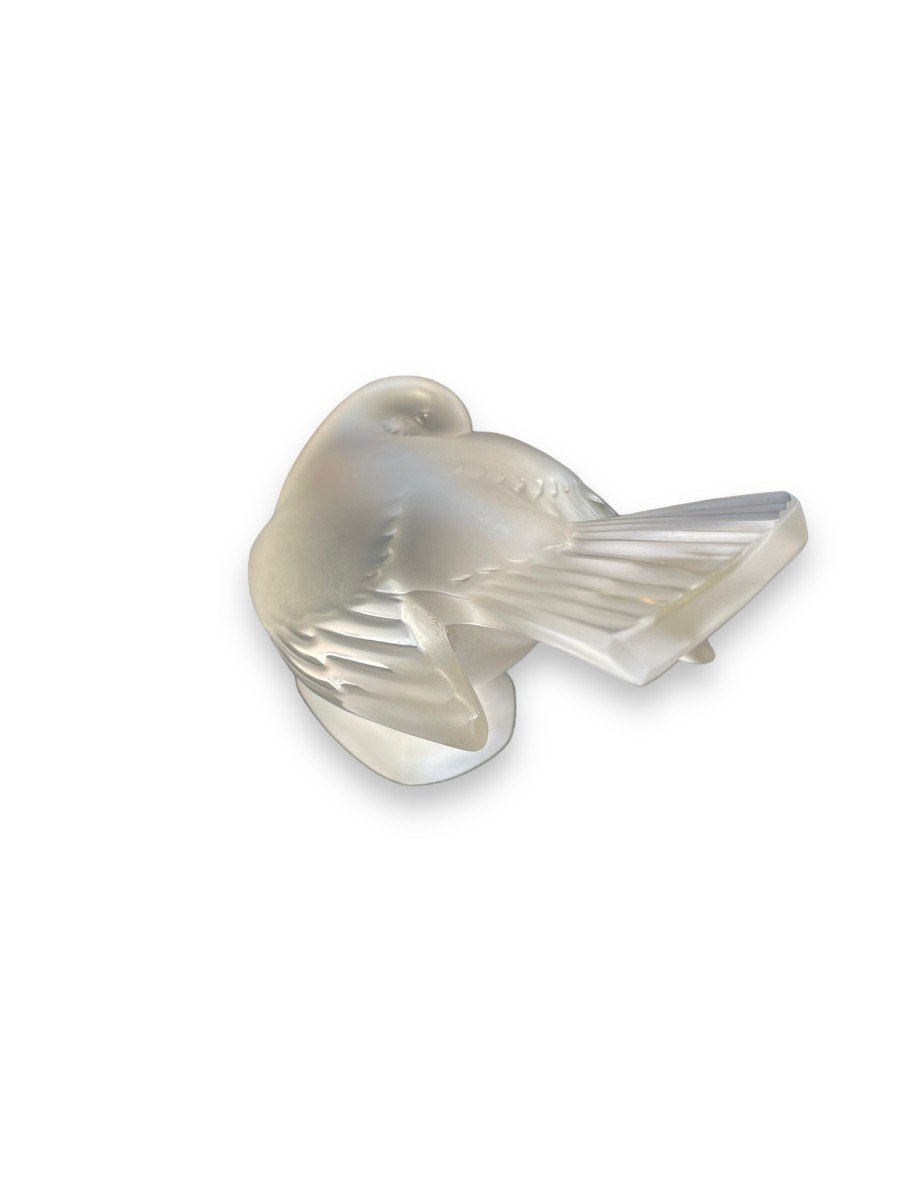 Lalique France Sparrow Bird In Art Deco Crystal-photo-3