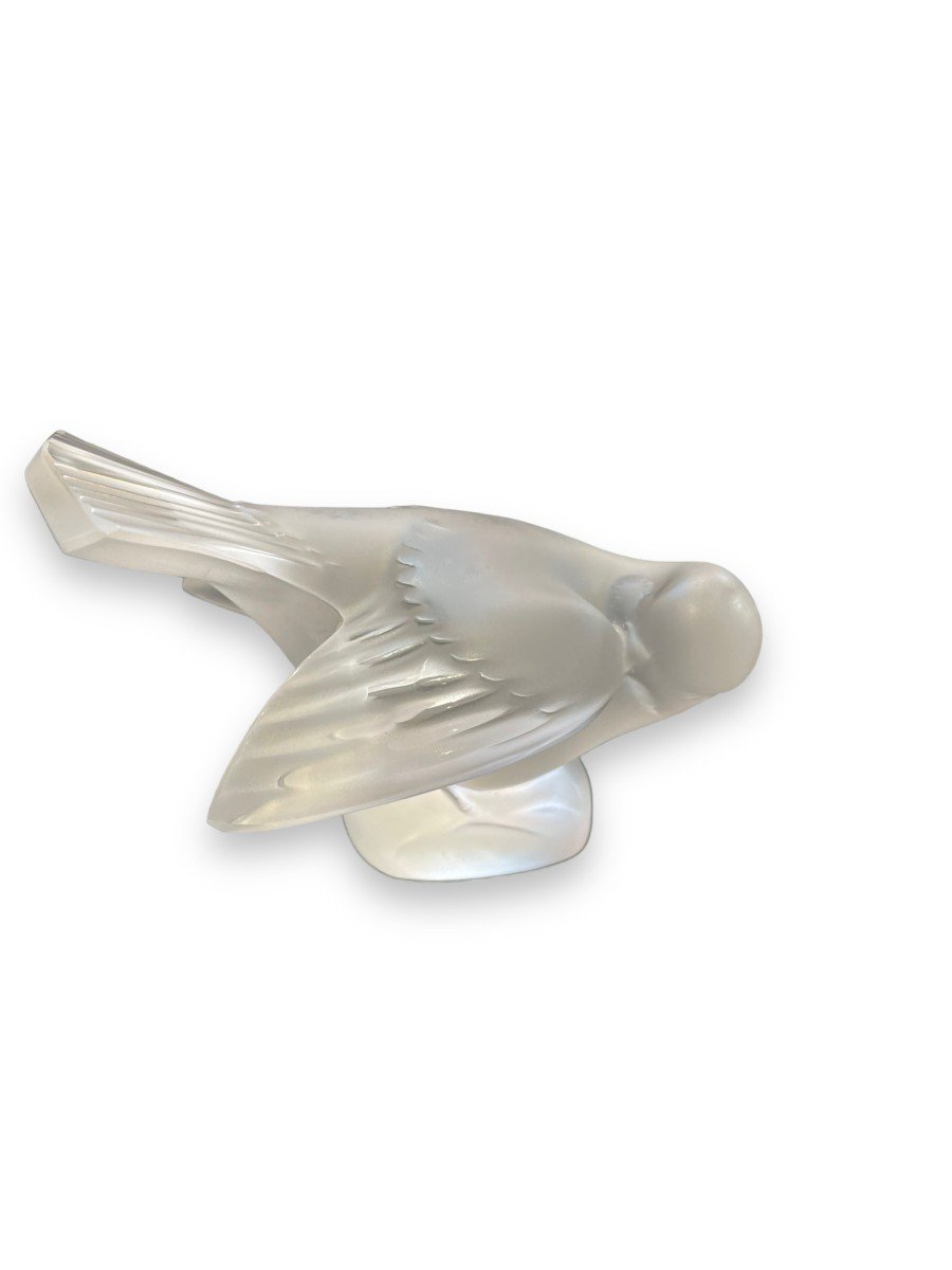 Lalique France Sparrow Bird In Art Deco Crystal-photo-7