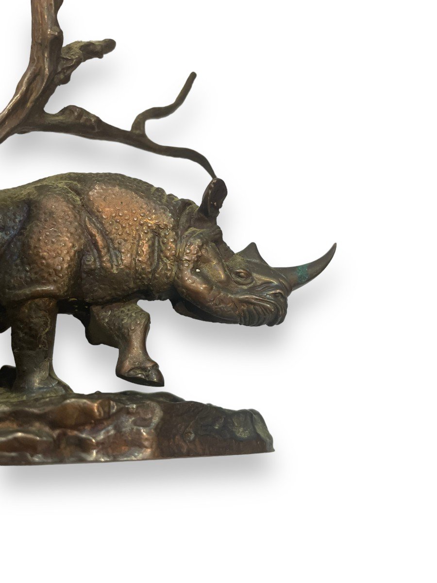 Bronze Rhinoceros By Don Polland For The Franklin Mint-photo-3