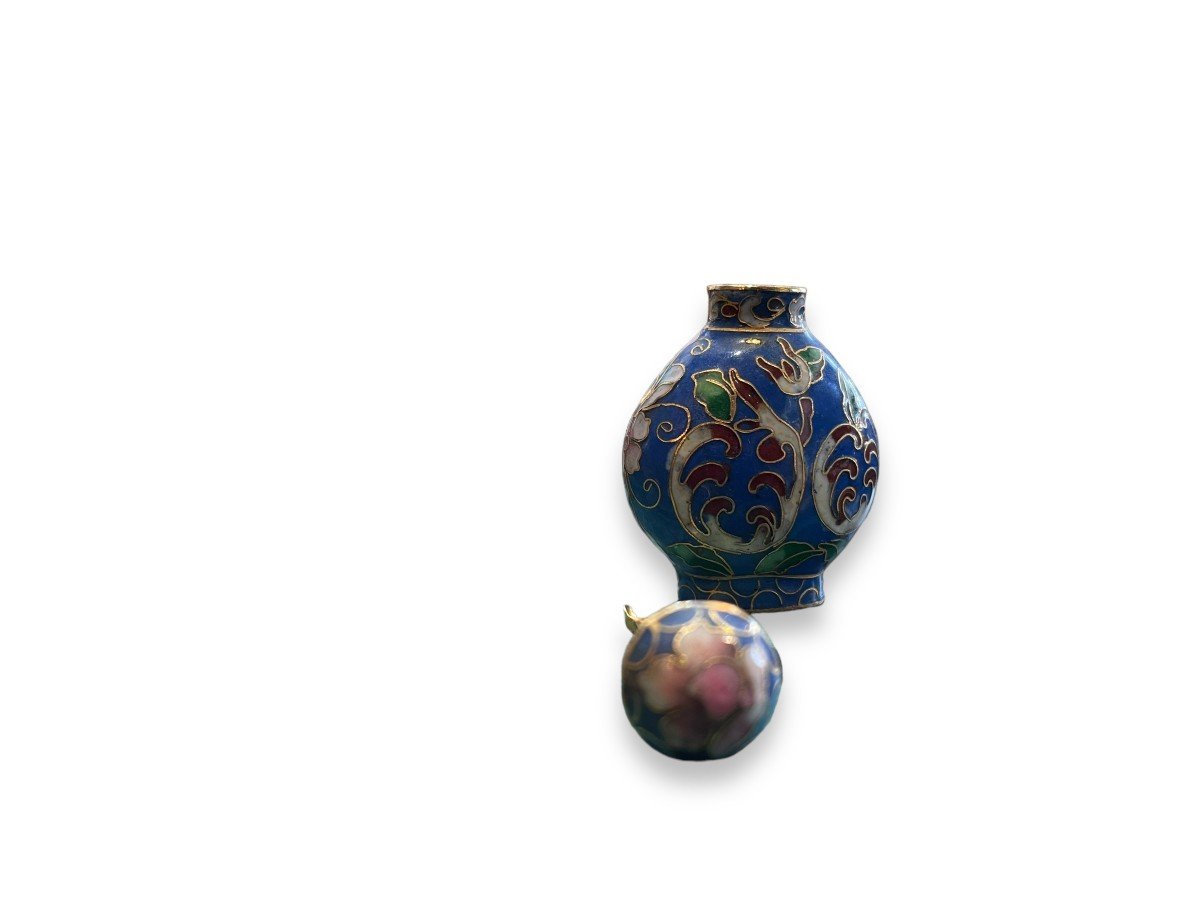 Snuff Box In Cloisonné Enamels China 19th Century-photo-6