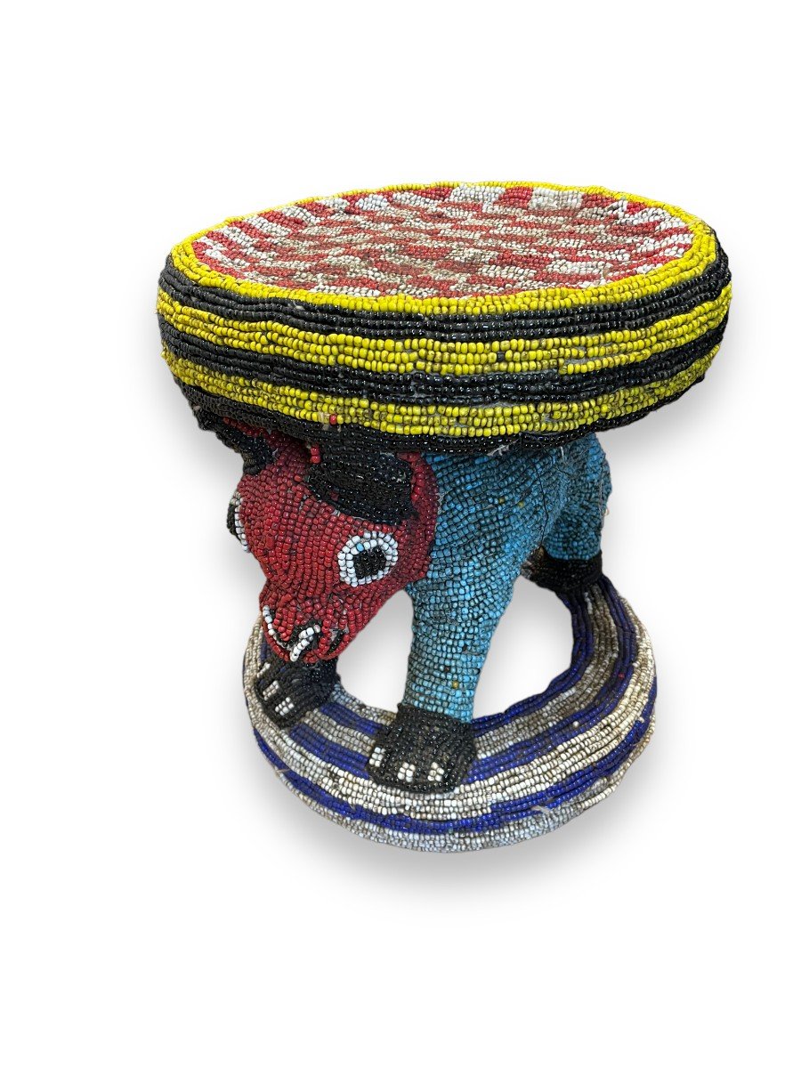 African Zoomorphic Coffee Table Stool Bamileke Work-photo-1